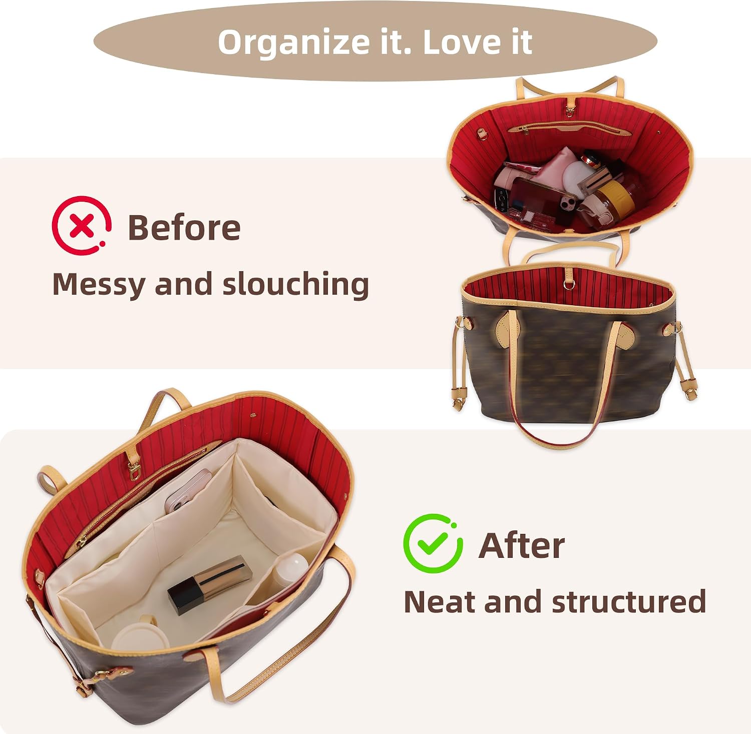 Detalle 1 de NeatThin purse organiser insert 29 cm large