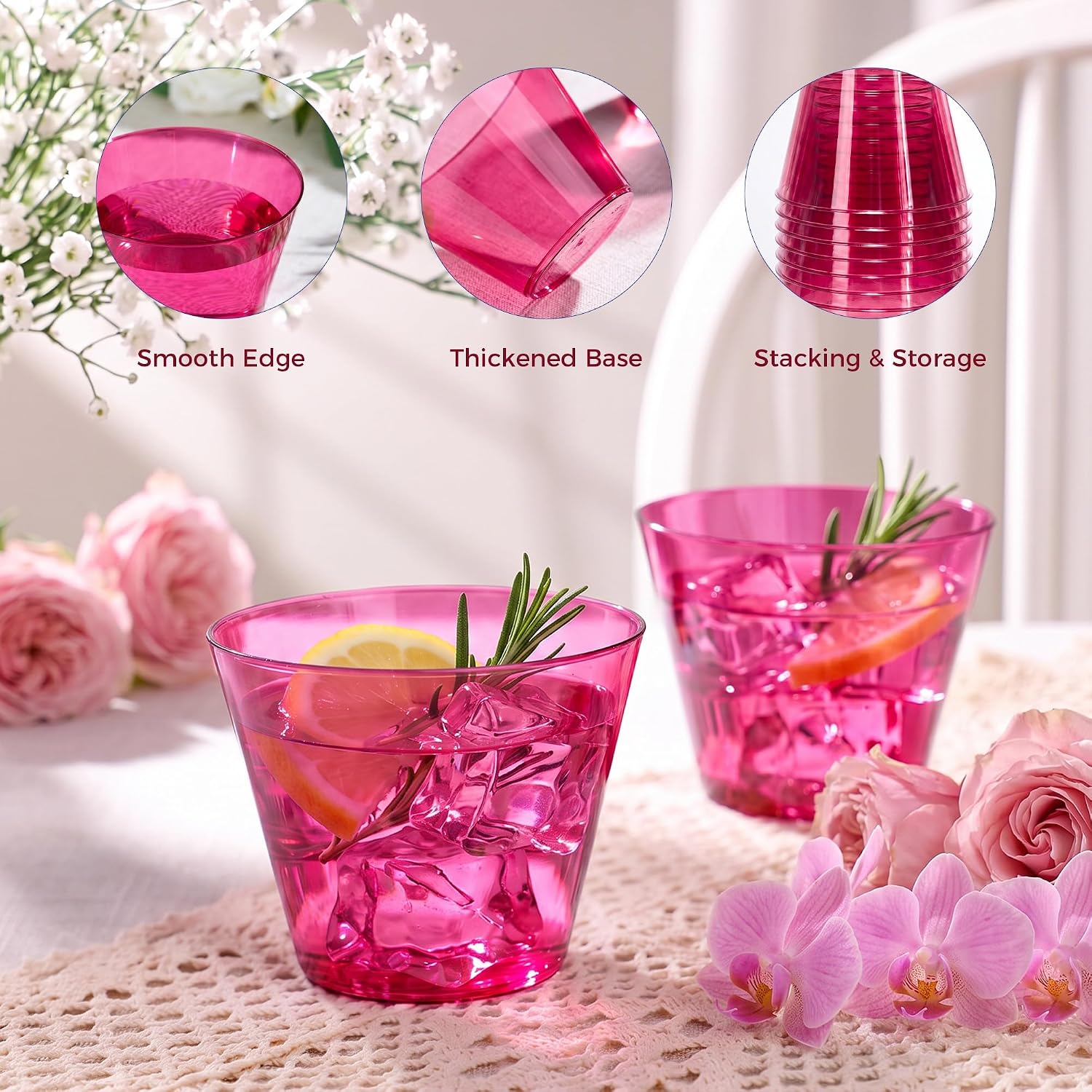 Detalle de Goodluck GL-9OZ- Burgundy-100-CA 9 oz Burgundy Plastic Party Cups, 100 Pack