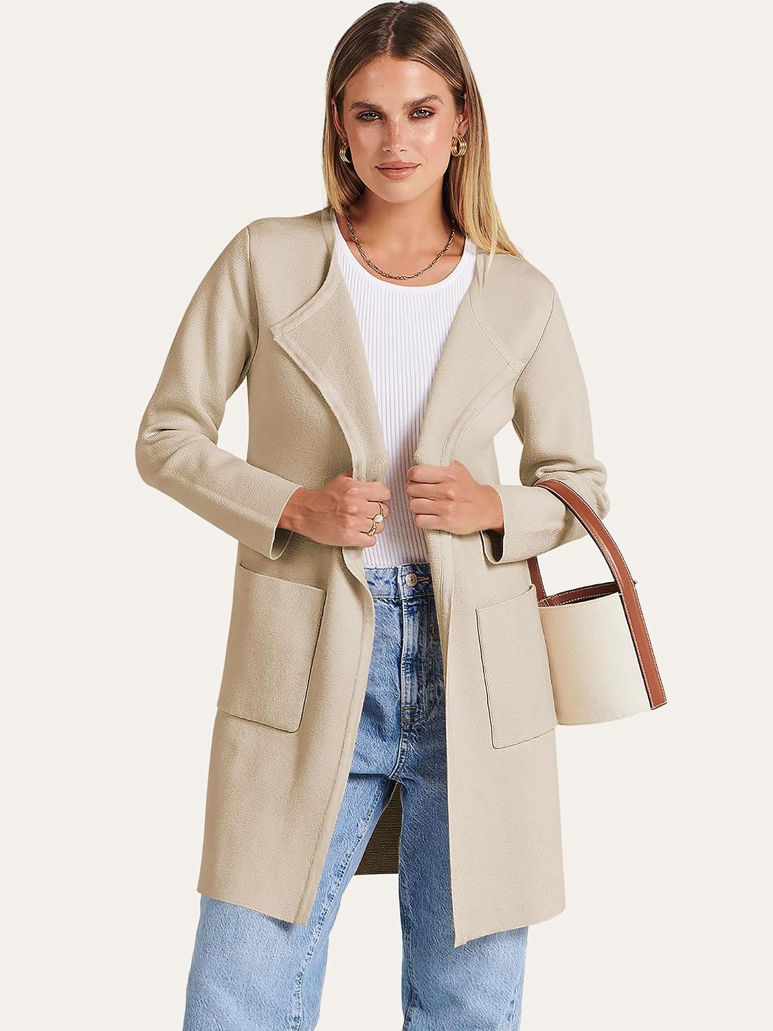 Thumbnail 4 de ANRABESS Women's Open-Front Long Cardigan Sweater