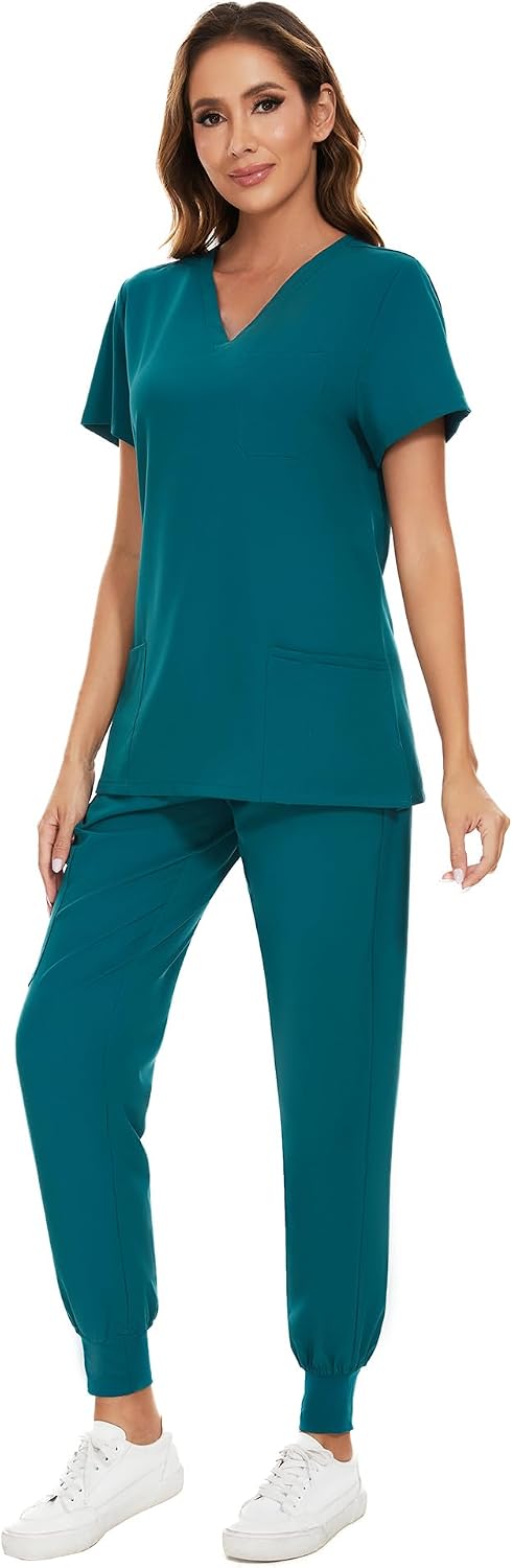 Detalle de COZYFIT Women's Scrub Set, V-Neck