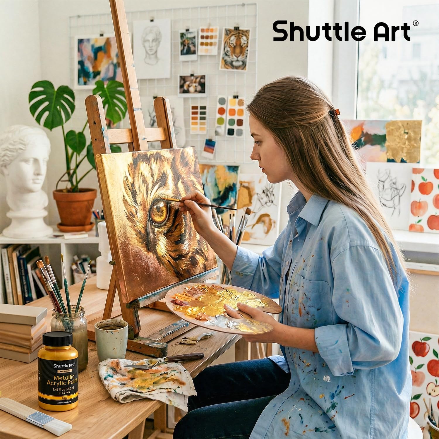 Thumbnail 4 de Shuttle Art Metallic Gold Acrylic Paint, 250 ml
