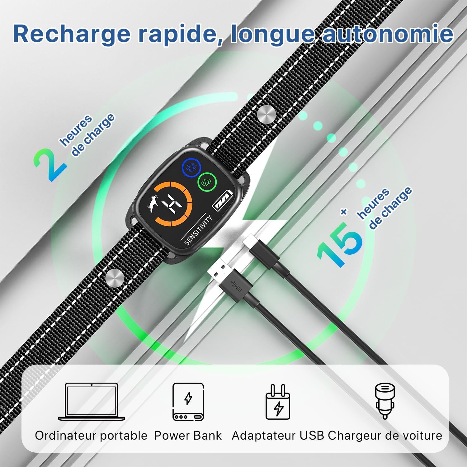Thumbnail 1 de PatteSage Collier Anti aboiement pour chien — 6 niveaux, 3 modes et IP67