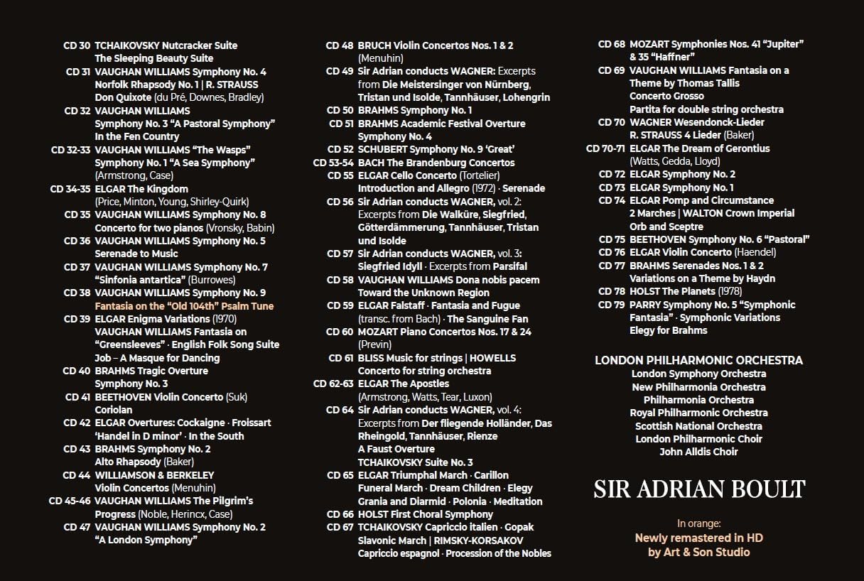 Detalle de Sir Adrian Boult Complete Warner Recordings: Stereo Audio CD, 1956–1978