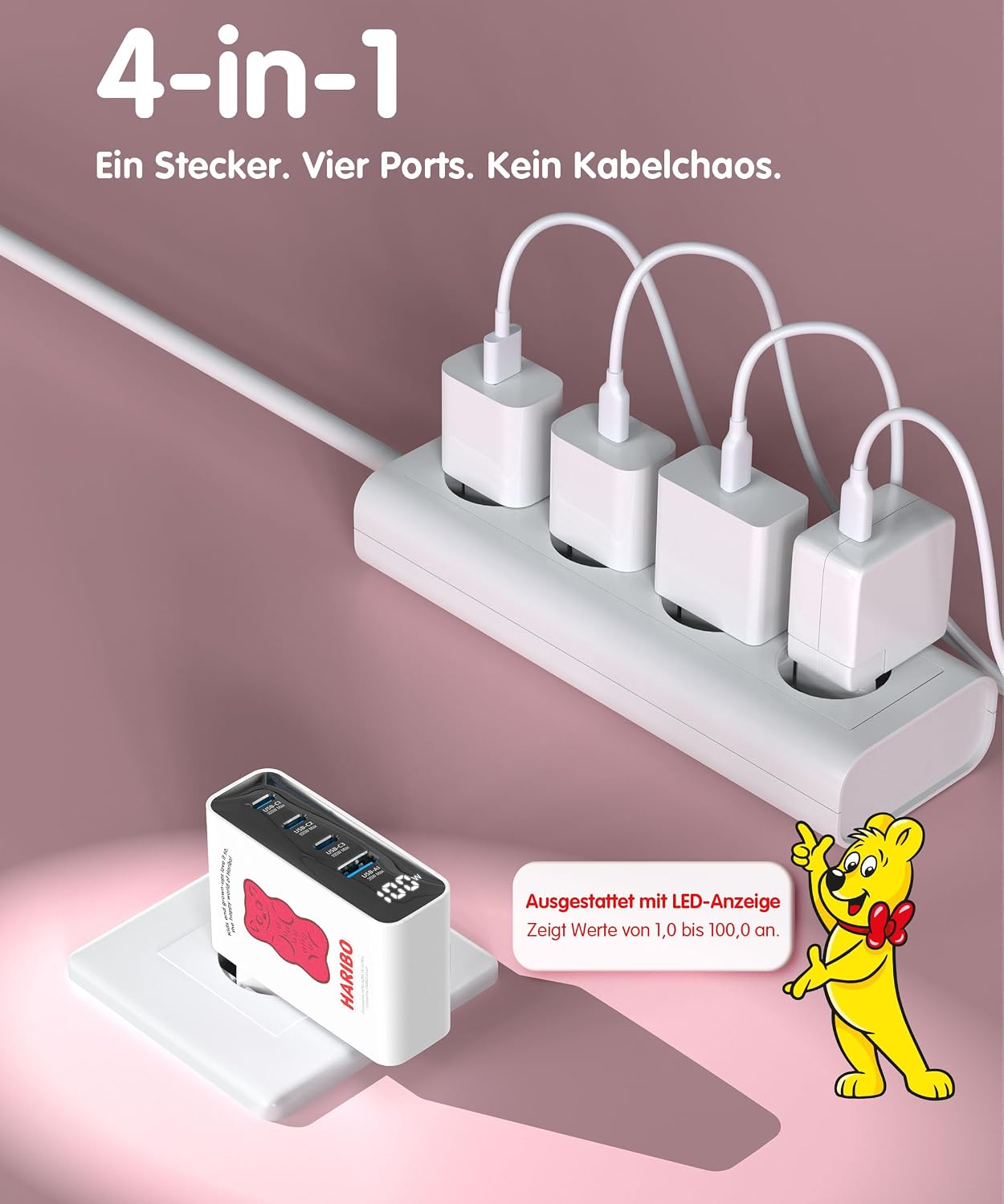 Detalle 2 de DCHK HARIBO 100W 4-Port USB-C Ladegerät