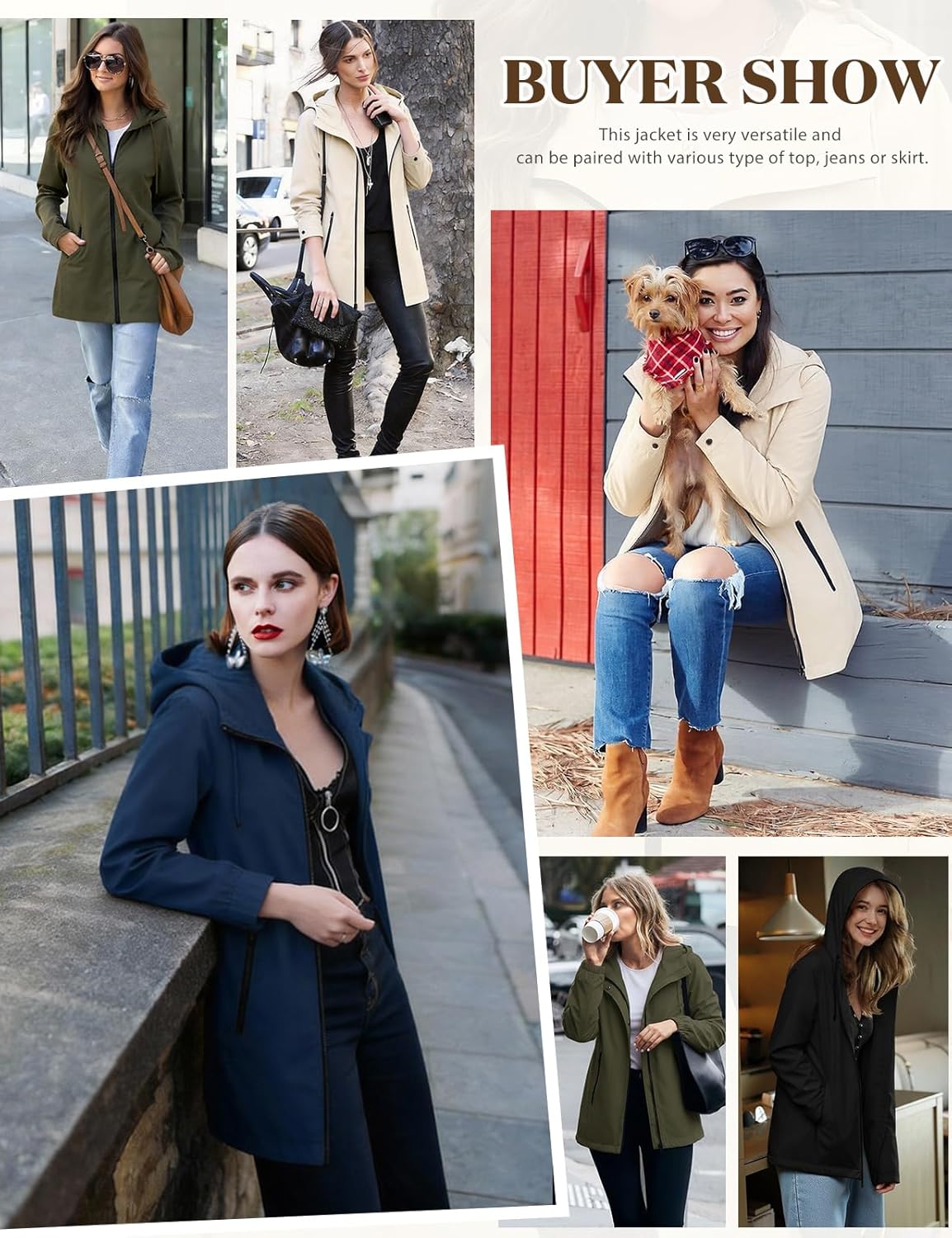 Thumbnail 5 de heekpek Giacca da Donna Primaverile Parka Cappotto con Cappuccio Leggero Softshell per Autunno