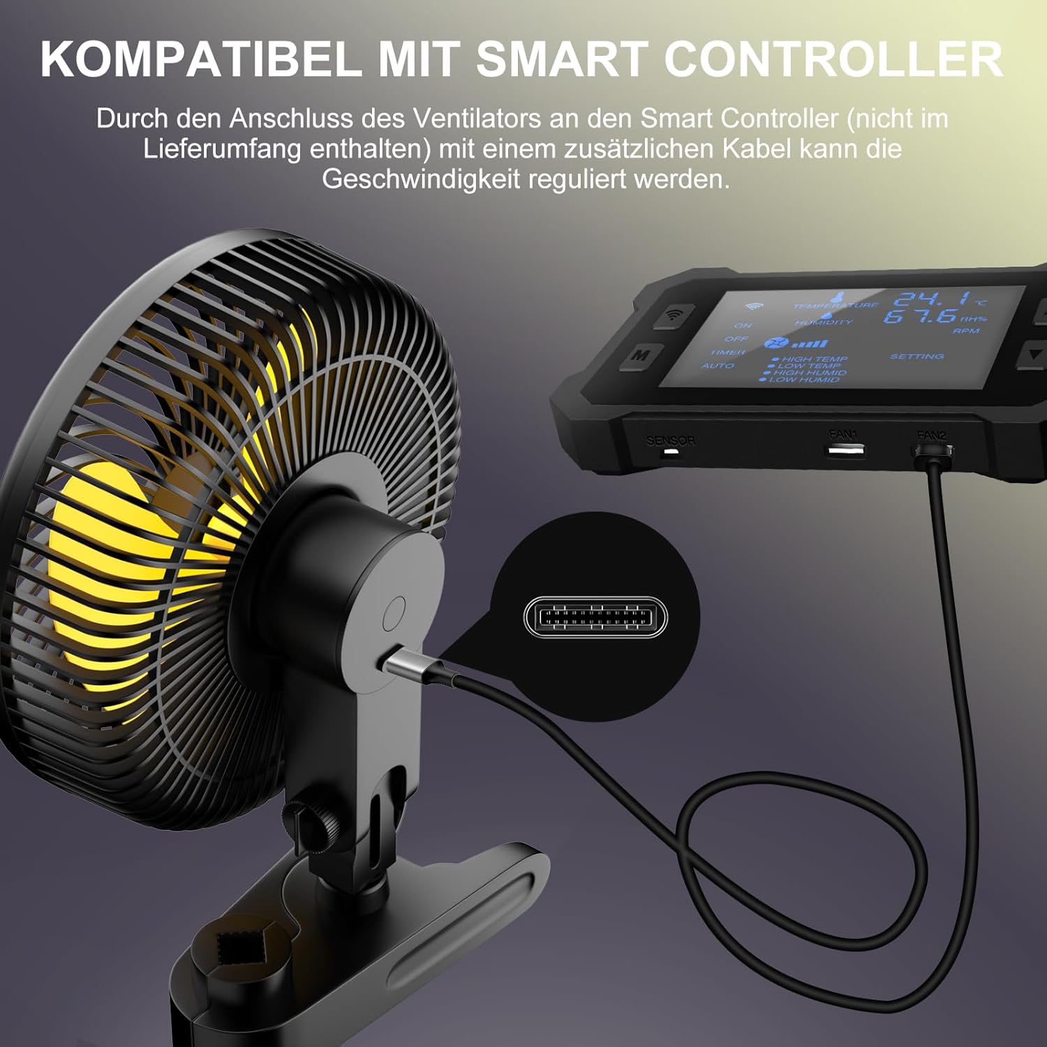Thumbnail 5 de FanGoFast Grow-Ventilator mit Clip & EC-Motor – 10 Geschwindigkeitsstufen, 20 cm, 561 m³/h, 10 W