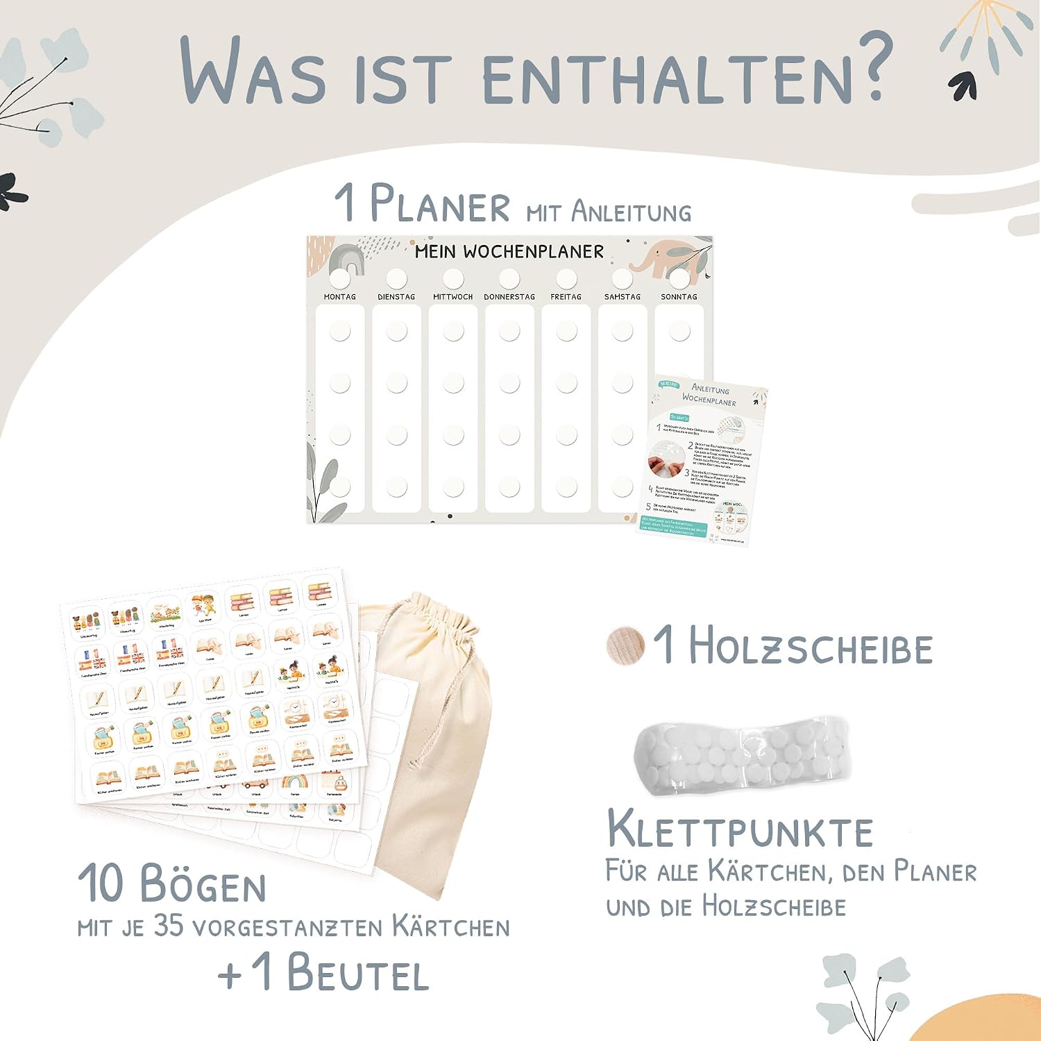 Detalle 2 de JEKA Wochenplaner Kinder mit Klettpunkten