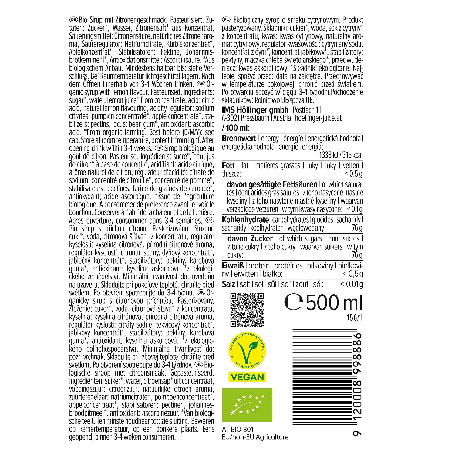 Thumbnail 6 de Höllinger Bio Cocktailsirup Limoncello (vegan) – alkoholfreier Cocktailmix in 3x50 ml Glasflasche