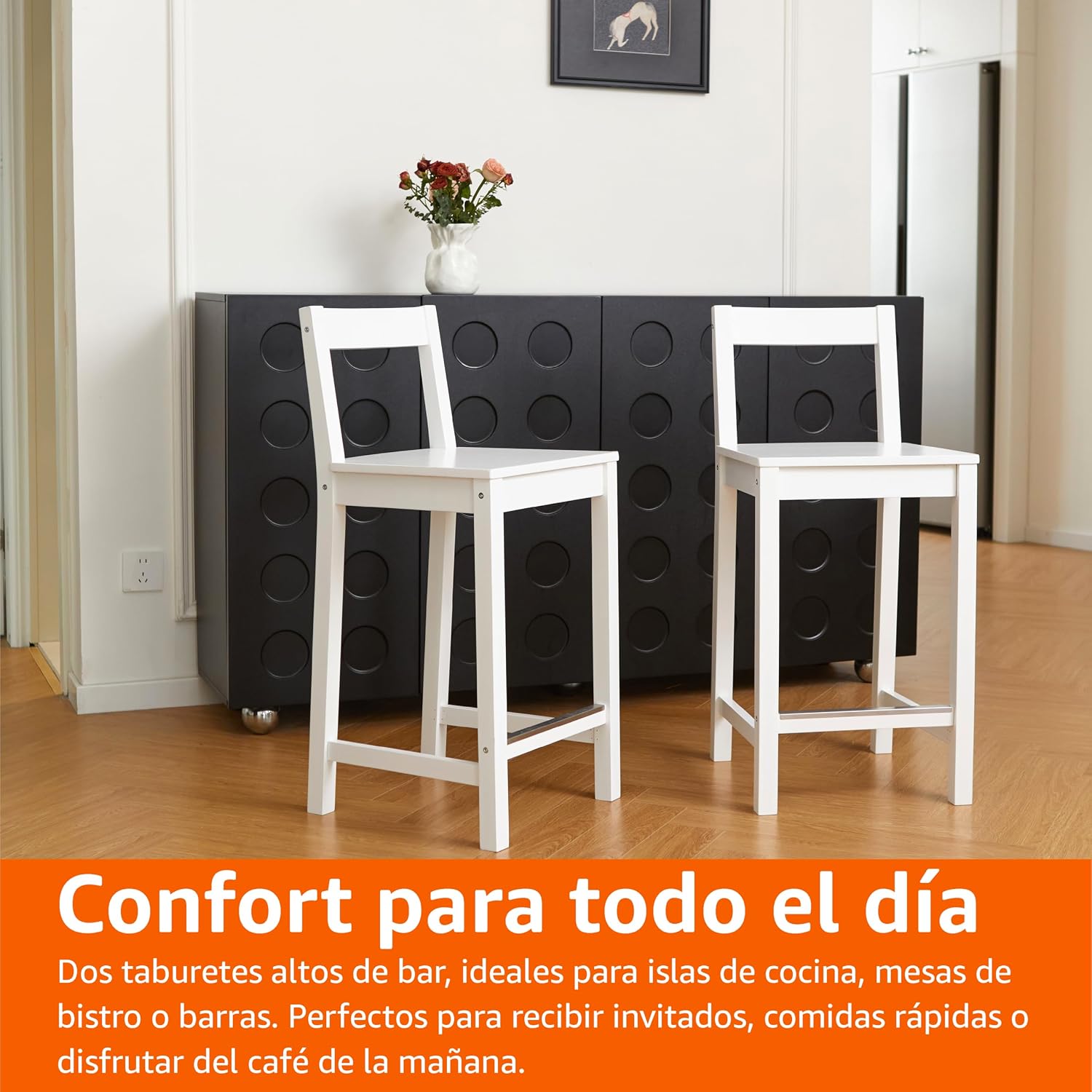 Thumbnail 5 de Amazon Basics Taburetes de cocina de madera maciza blancas