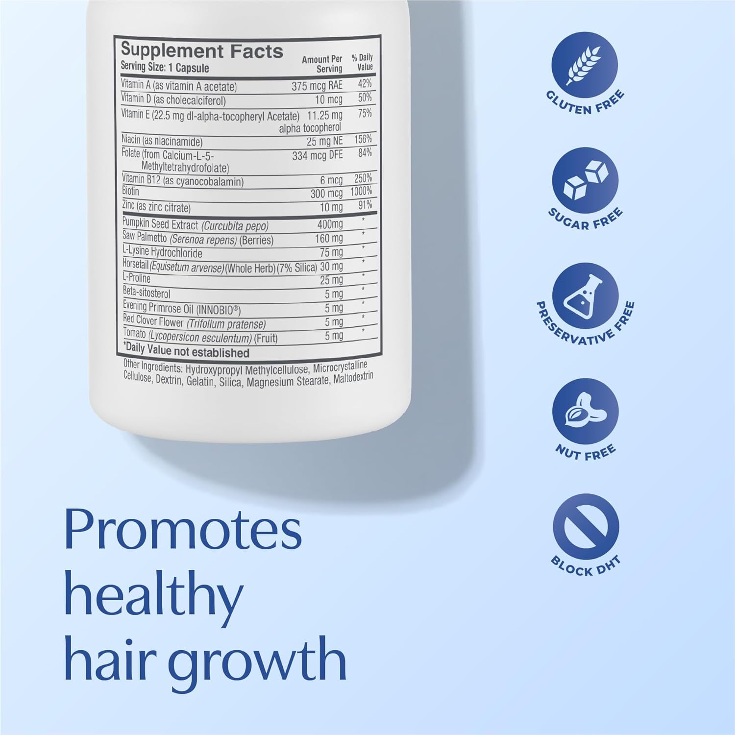 Detalle 1 de BosleyMD BP-SGF0005 Men's Hair Growth Supplements, Biotin, Zinc & Pumpkin Seed