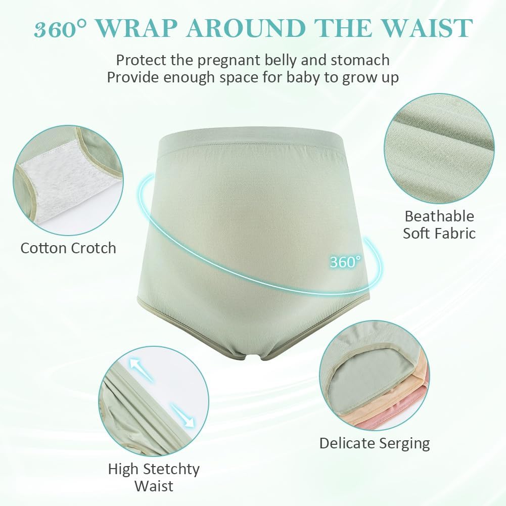 Detalle de Lot de 4 culottes de maternité taille haute sans couture ACWOO (XL)