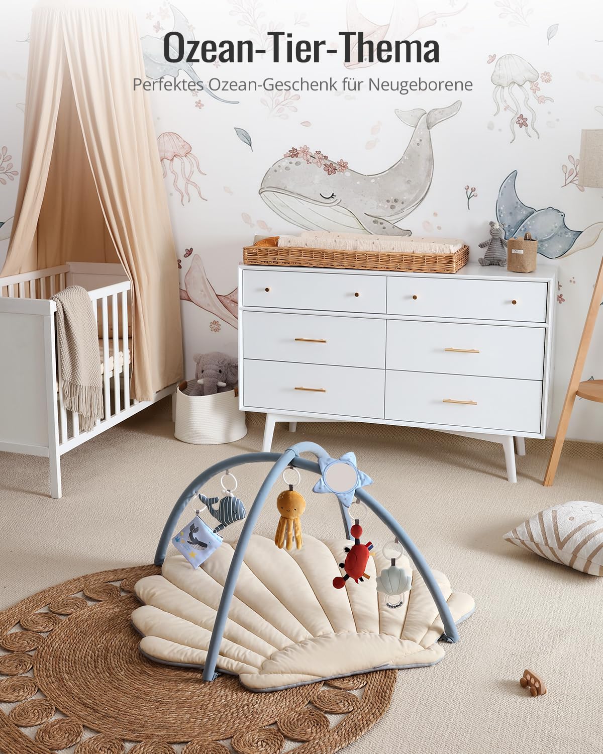 Thumbnail 3 de Blissful Diary Spielbogen Baby – Baby-Spieldecke mit 6 abnehmbaren Spielzeugen (103 × 96 cm), Boho-Ozean
