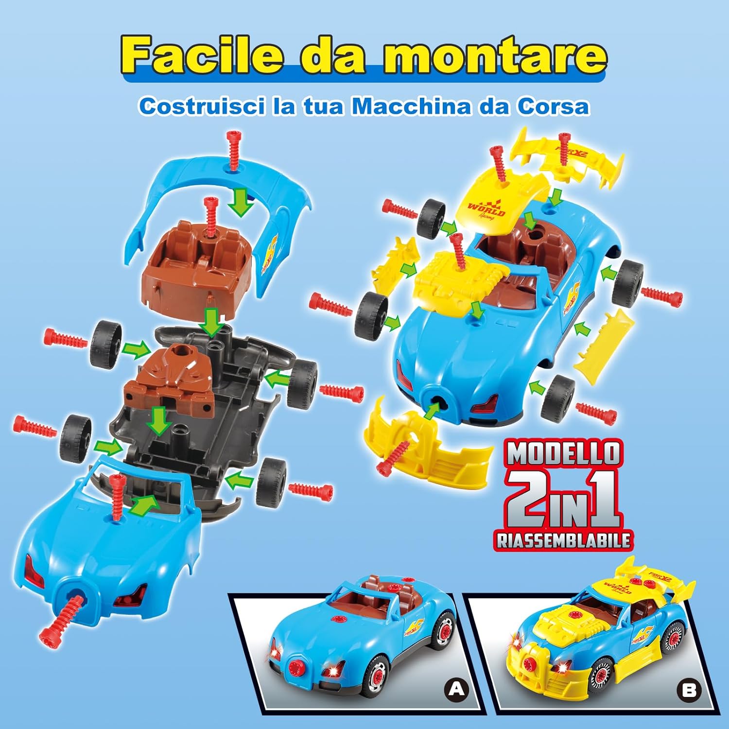 Thumbnail 2 de Pup Go: modellini auto da costruire per bambini (3-5 anni), 30 pezzi con trapano elettrico di simulazione, suoni e LED