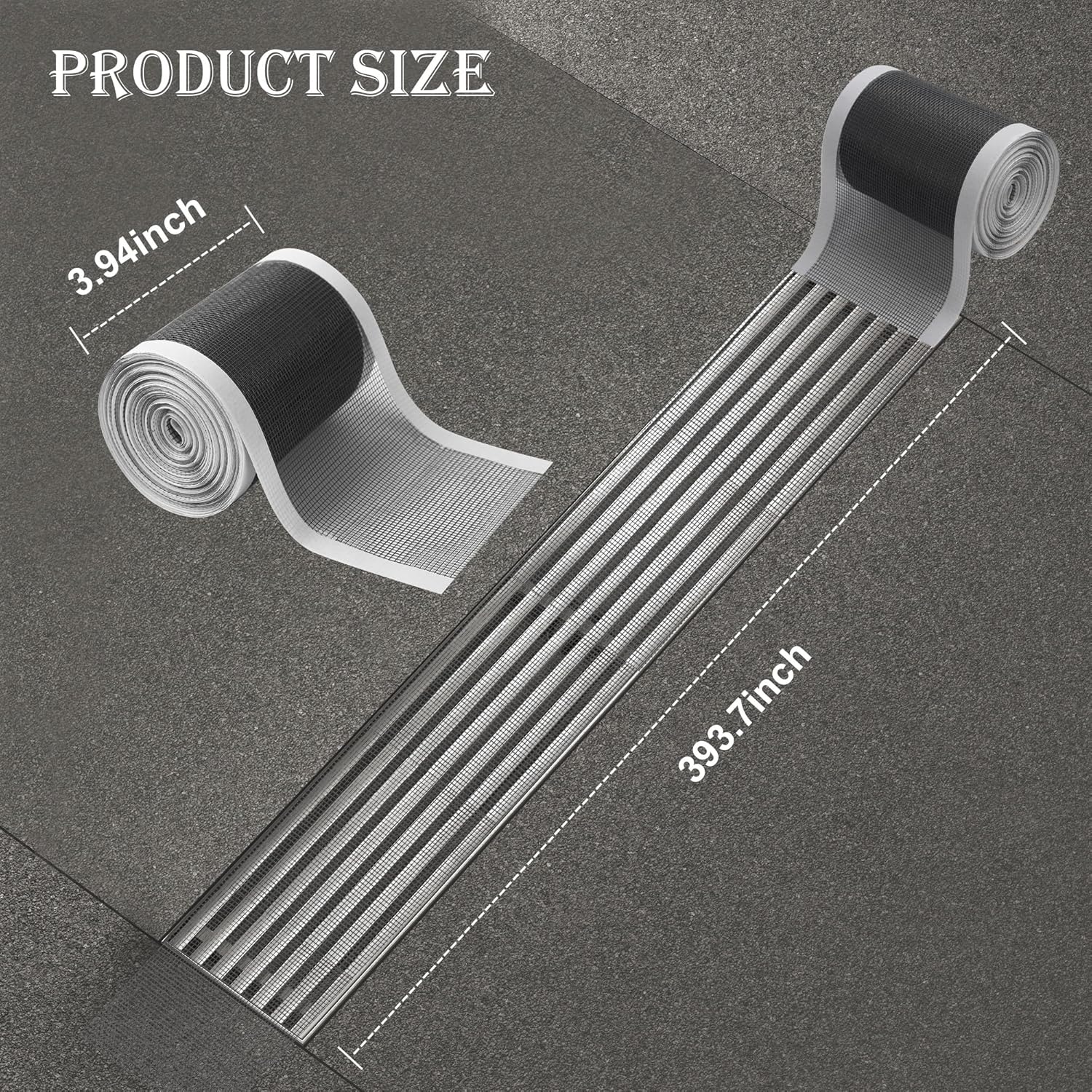 Detalle 2 de Raccogli Capelli Doccia 10 cm x 10 m con Adesivi a Rete e Spatola di Plastica – Filtro Antintasamento per Doccia
