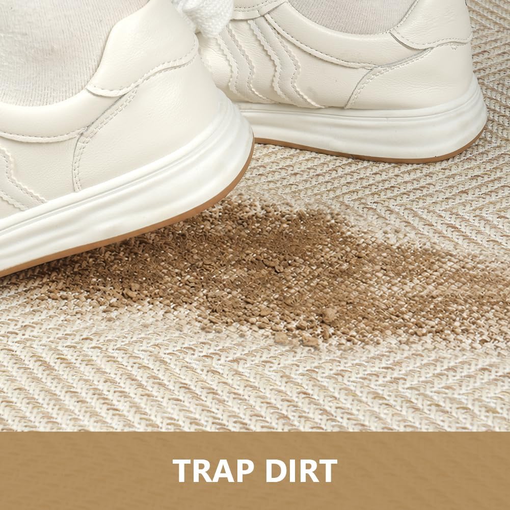 Detalle de AOOWU 5638371 Indoor Door Mat, 44 x 76 cm, 2.1 mm Low Profile, Beige