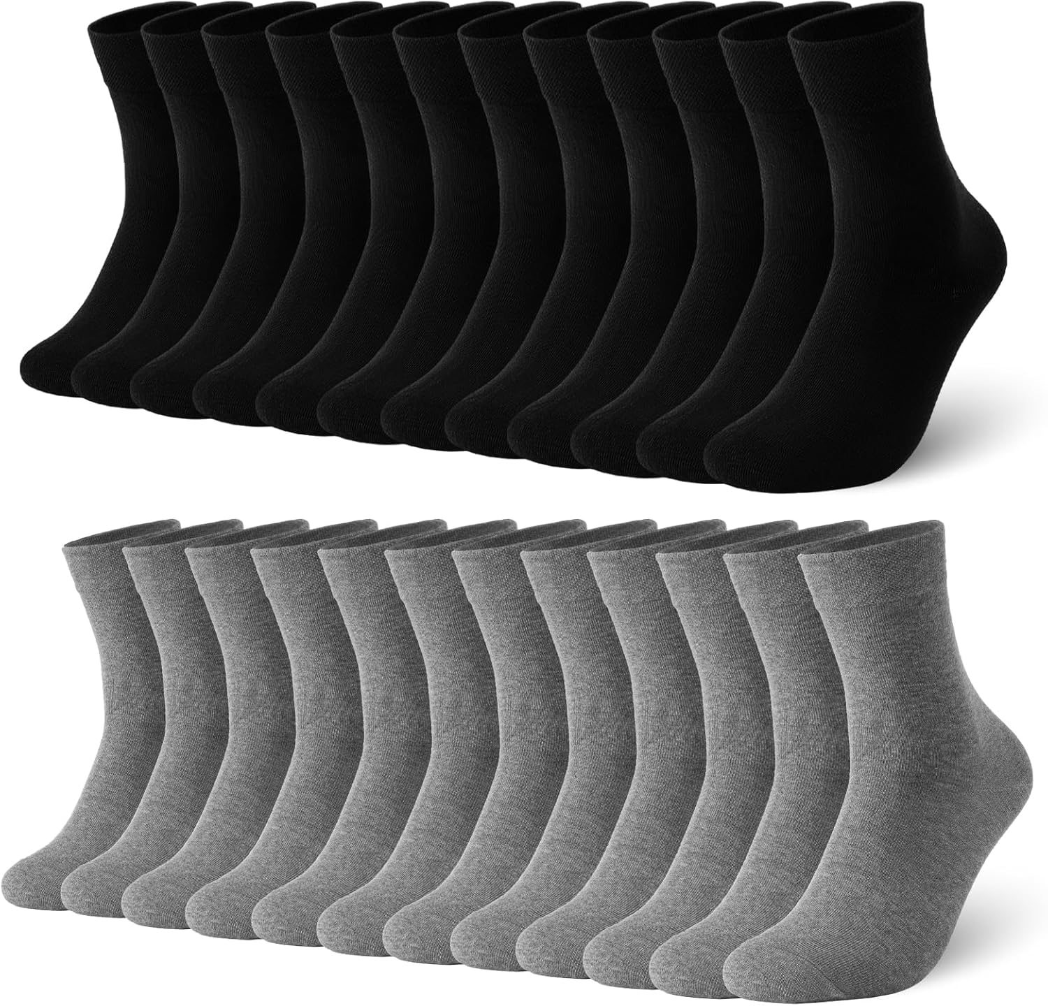 Thumbnail 6 de fitfets 12 Paar Socken – Herren & Damen, Baumwolle, atmungsaktiv, Business & Sportsocken in Schwarz/Weiß/Grau