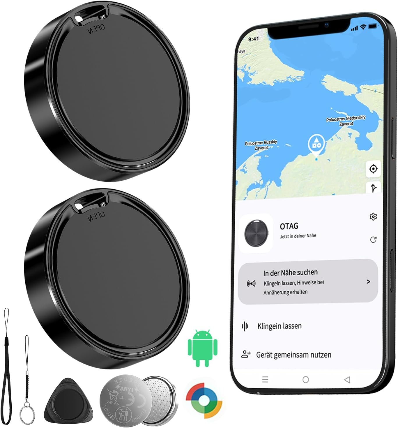 Detalle de Android Tracker Tags 2 Pack: Key Finder and Item Locator for Android (Google Find Hub)