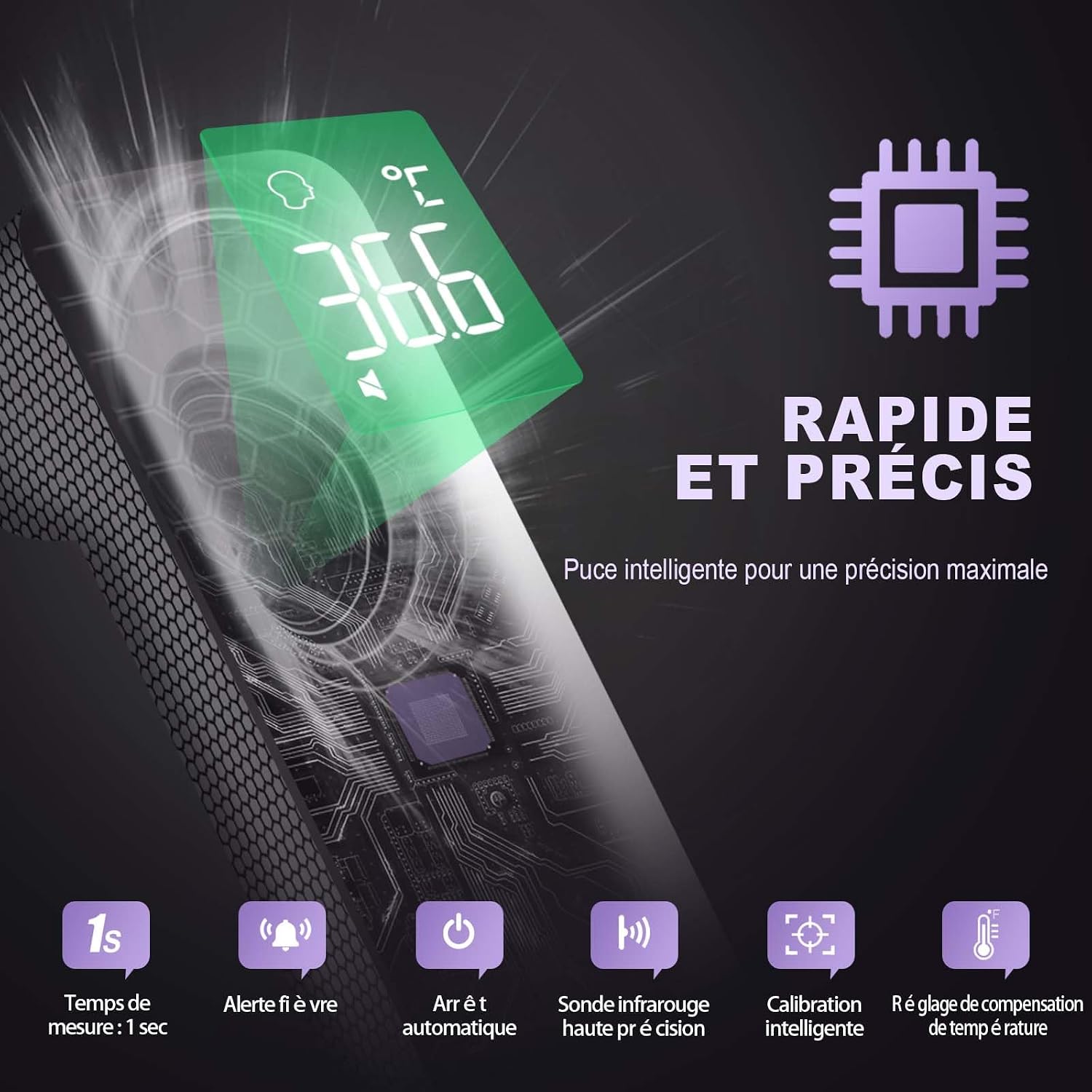 Detalle de Viproud Thermomètre frontal 35 enregistrements 🌡