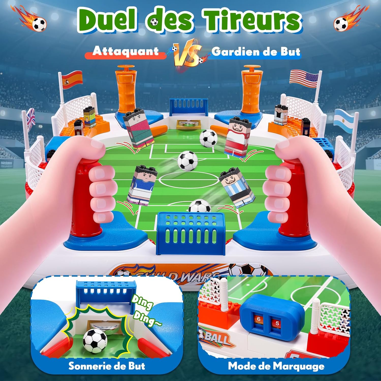 Detalle 2 de Dromlag Baby-foot de table interactif pour enfants (4-10 ans) et adultes