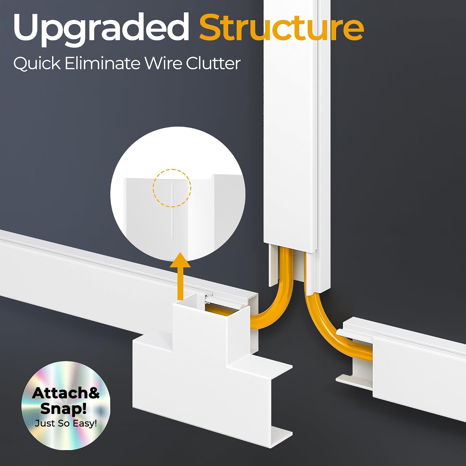 Detalle 1 de Wuitaouy 56.7in Cable Hider Cord Hider for 2–4 Cords (White) — TV, Lamp & Speaker Wire Covers