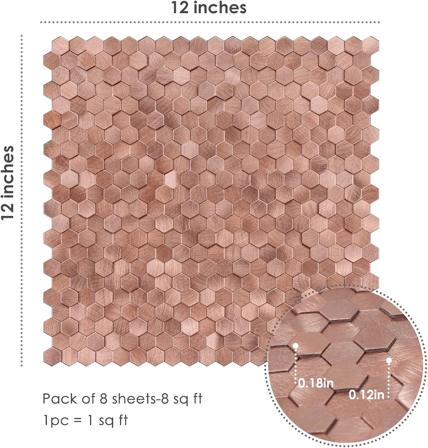 Thumbnail 6 de STICKGOO Mosaic Peel and Stick Backsplash Tiles, Rose Gold 3D Aluminum Hexagons
