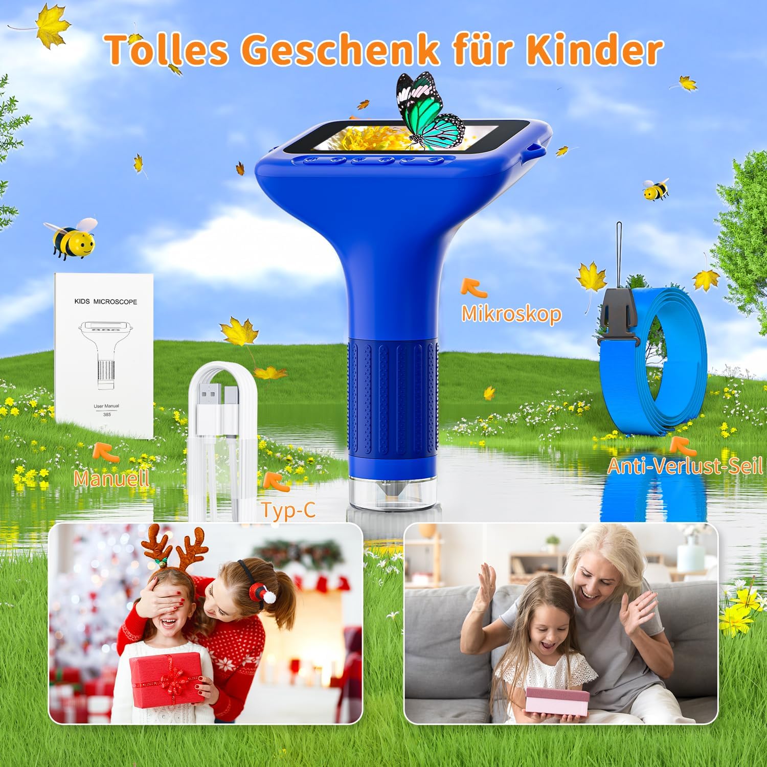Thumbnail 6 de SKYBASIC Mini-Mikroskopkamera für Kinder mit 3,0-Zoll-IPS-Display, bis zu 1000-fach Zoom