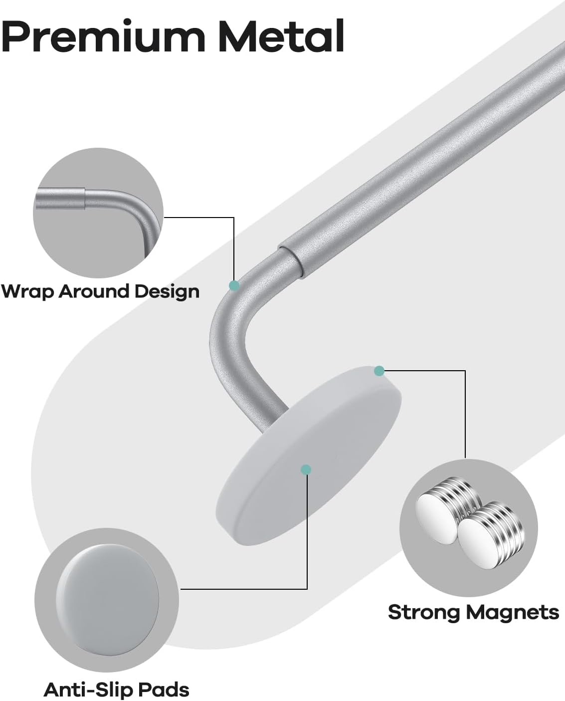 Detalle 2 de Rodzwin CTG Magnetic Curtain Rod, Adjustable 16–30 Inch Nickel Pole