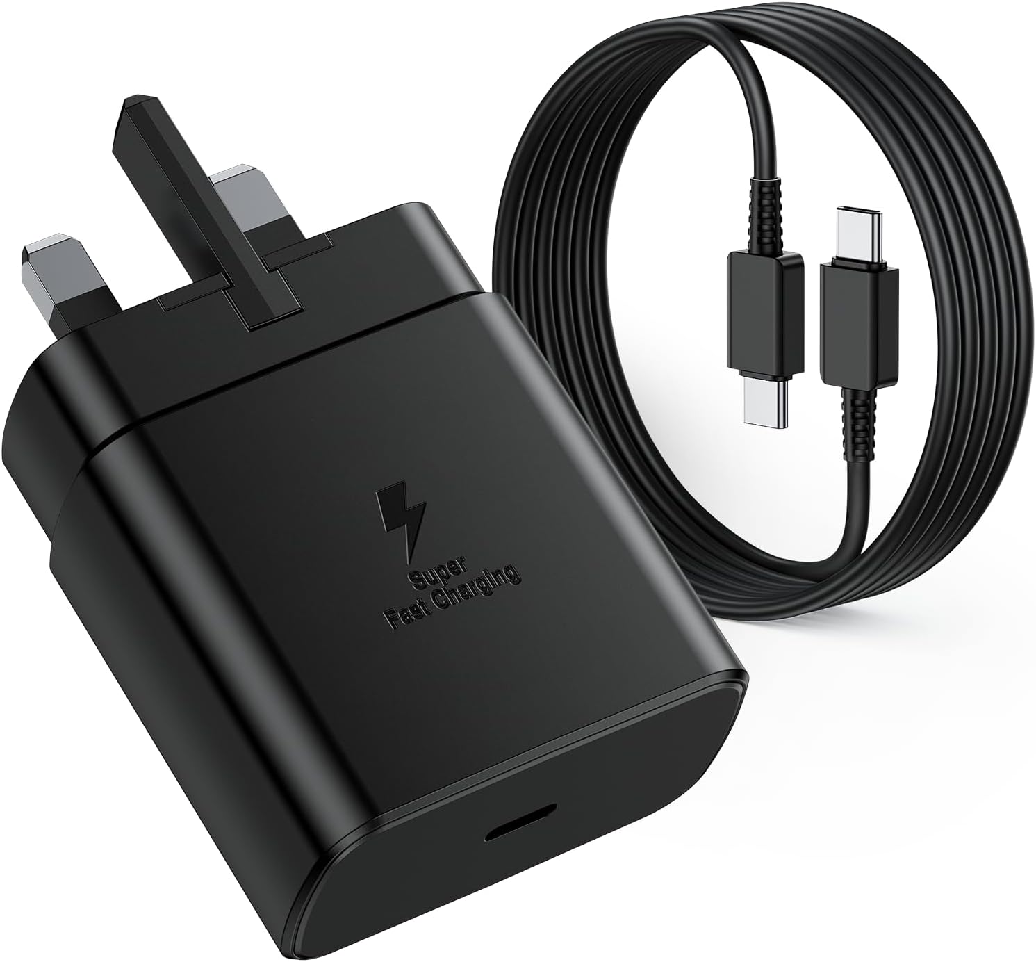 Detalle de OBNIARAI 45W Samsung Fast Charger Plug with USBC Cable (2m) for Galaxy S26 / S25 / S24 / S23 / S22 series