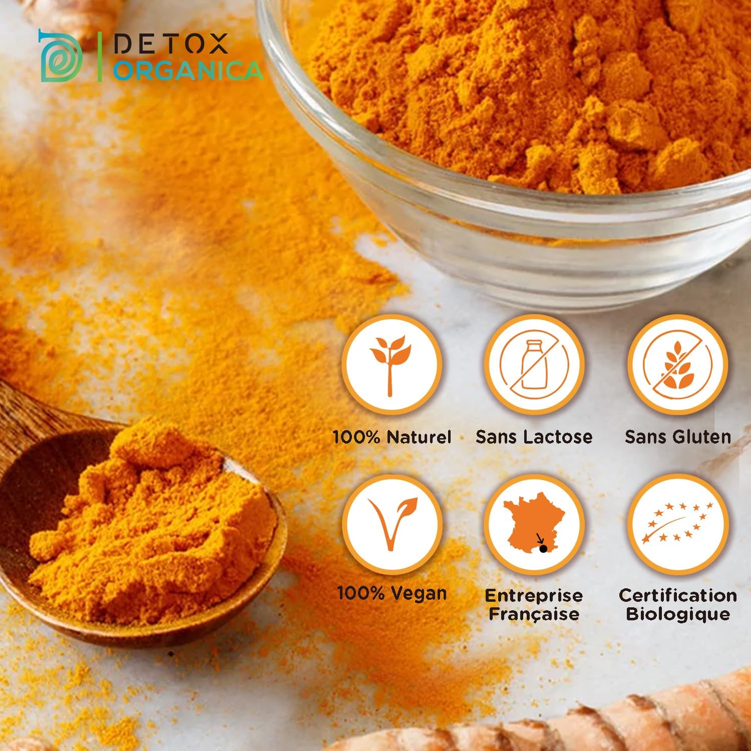 Thumbnail 2 de Detox Organica Poudre de curcuma bio 250 g — 100% naturel, vegan, sans additifs