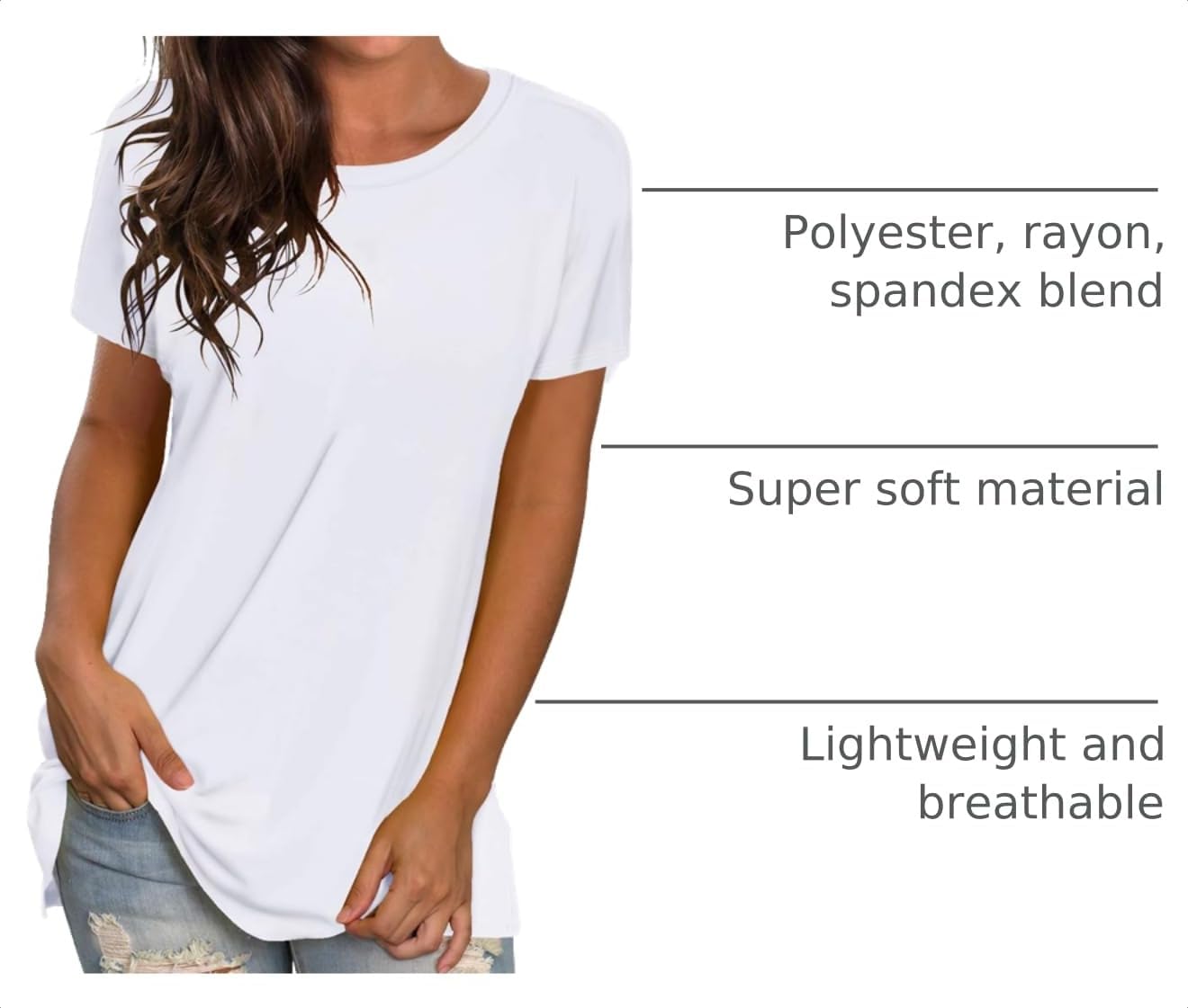 Thumbnail 3 de Saloogoe Women's Loose Fit Short Sleeve T-Shirts: Casual, Breathable Yoga and Workout Tunic Top