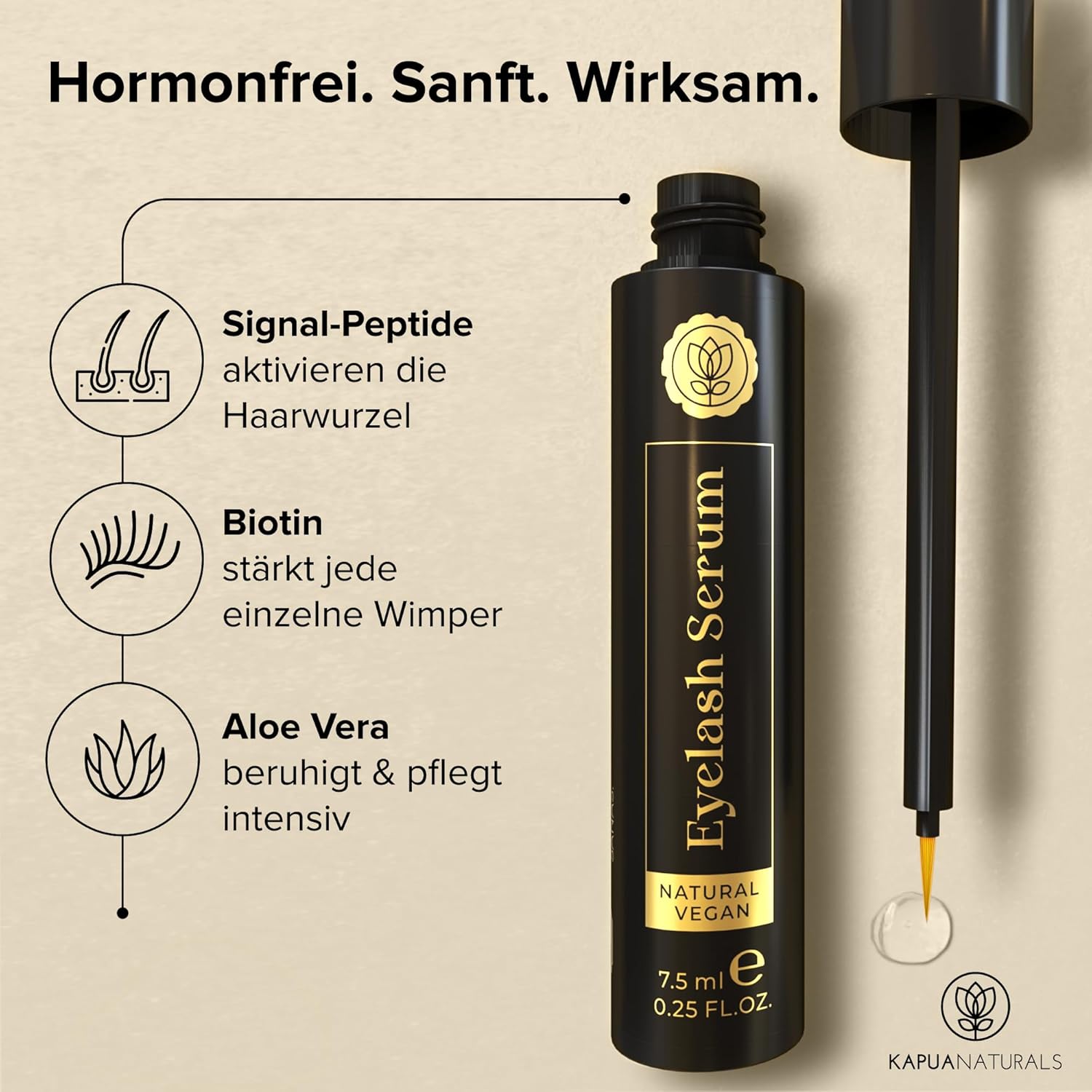 Thumbnail 2 de BIO Wimpernserum „Wimpernserum Wachstum“ – hormonfreier Multi-Peptid-Komplex mit Koffein & Hyaluronsäure (7,5 ml)