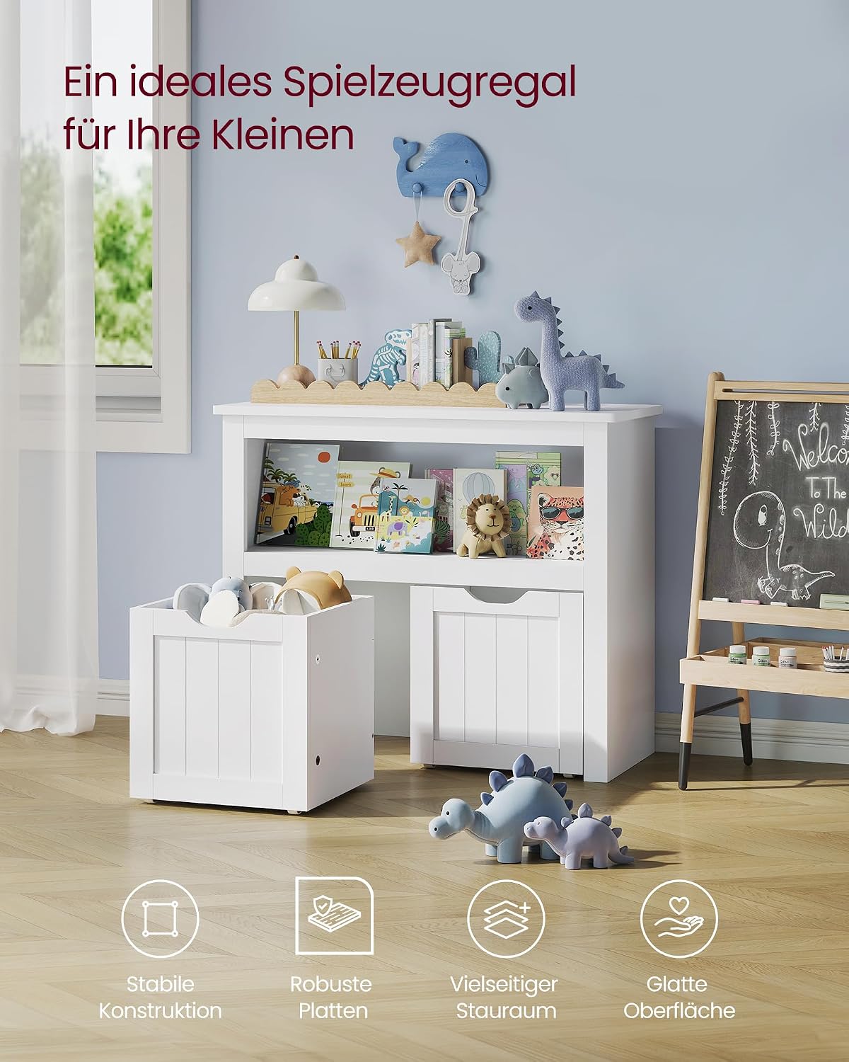 Thumbnail 3 de VASAGLE Kinderregal LHS280WB01 – Spielzeugregal und Aufbewahrungsschrank in Wolkenweiß
