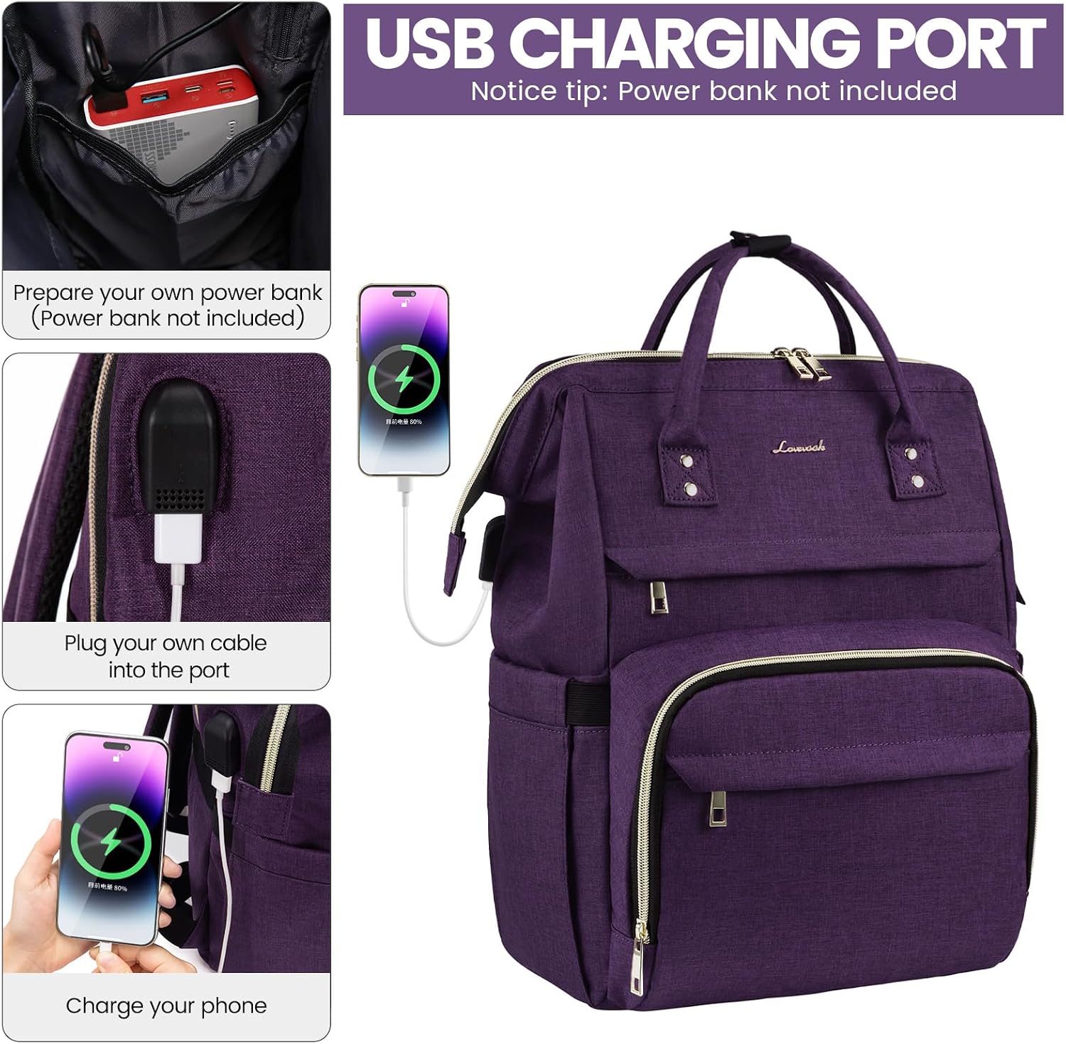 Thumbnail 3 de LOVEVOOK 15.6 Inch Laptop Backpack for Women