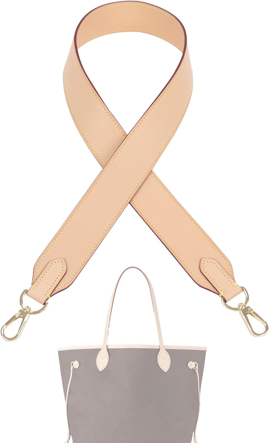 DGAZ Vachetta Leather Shoulder Strap Replacement (65cm) for Neverfull bags with O-rings