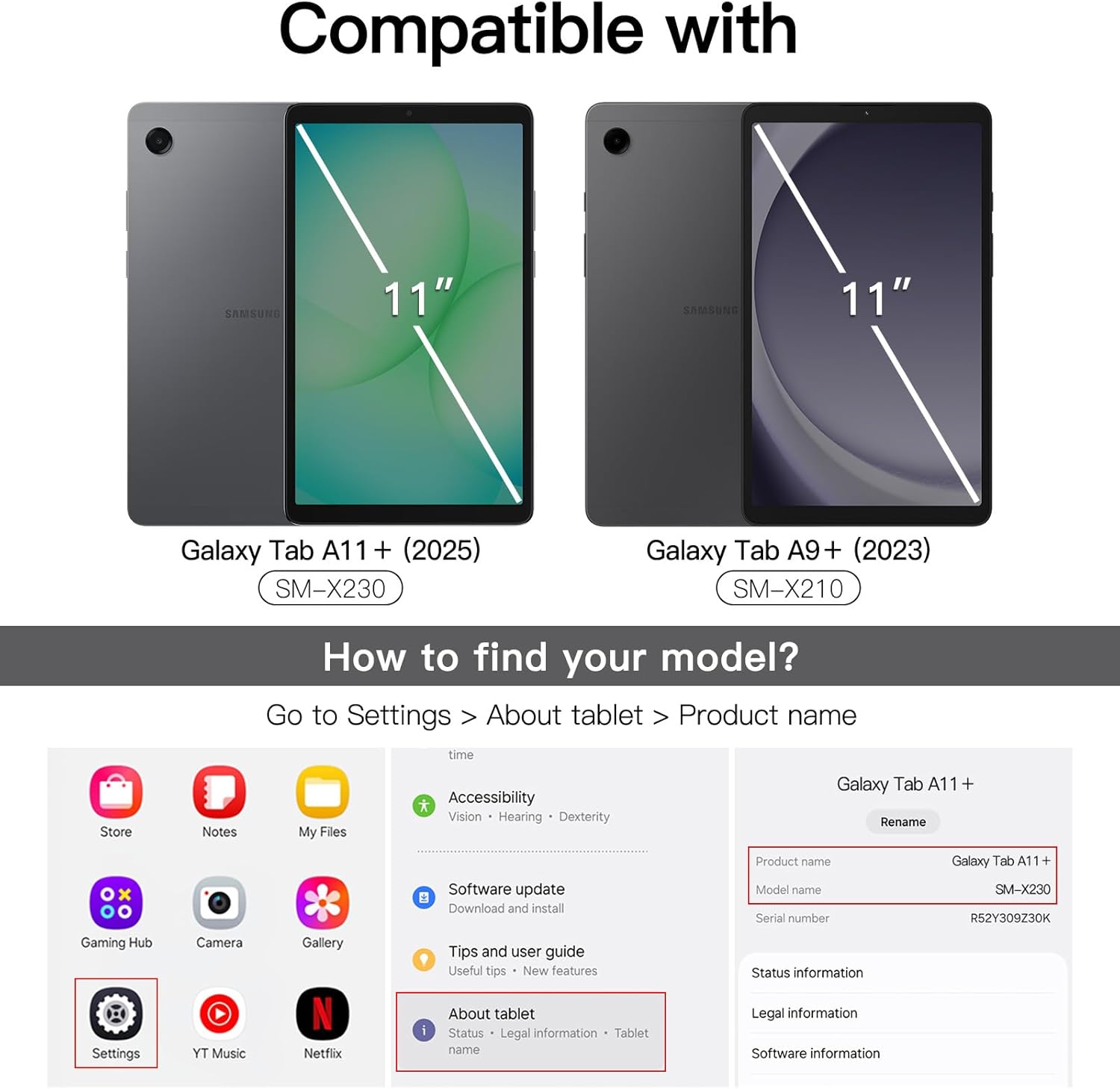 Thumbnail 1 de JETech Schutzfolie aus gehärtetem Glas für Samsung Galaxy Tab A11 Plus/A9 Plus (11 Zoll, 2023/2025) – 2 Stück