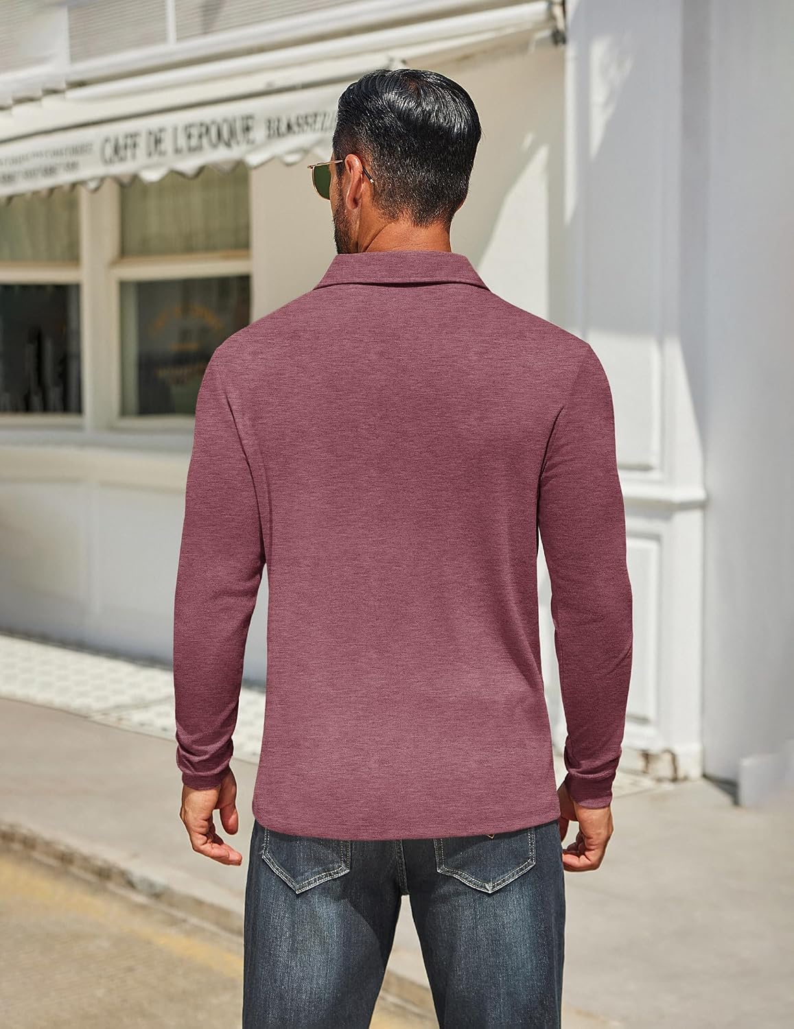 Detalle de COOFANDY Men's Long Sleeve Polo Shirt