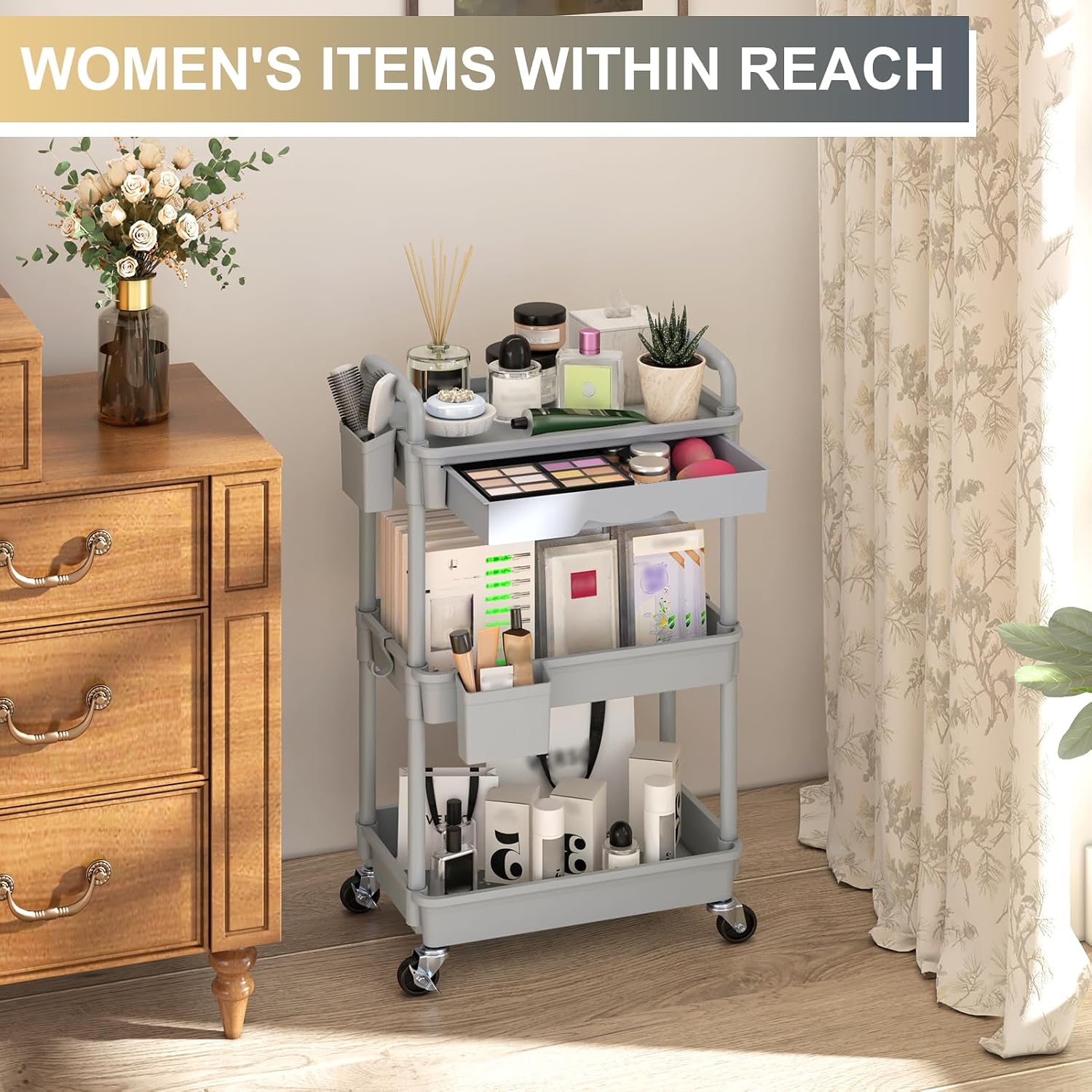 Thumbnail 4 de Goovilla 3 Tier Rolling Utility Cart with Removable Drawer