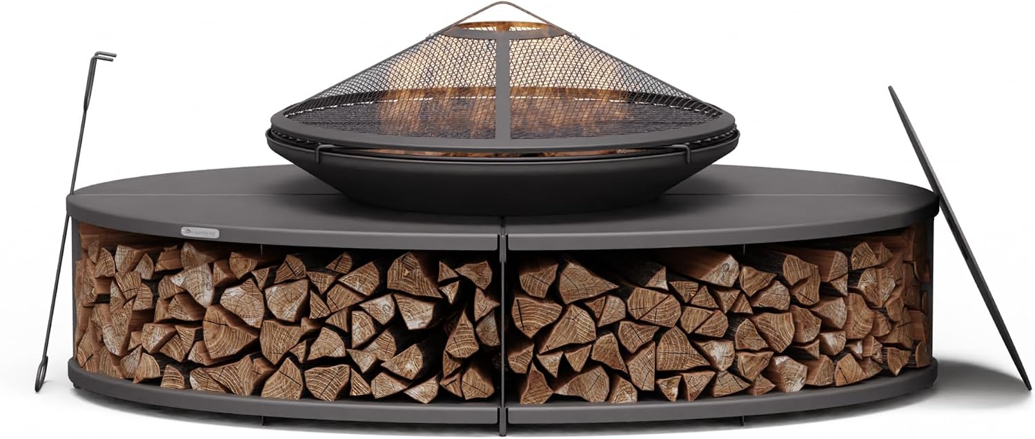 Detalle de Blumfeldt Ebeko – palenisko ogrodowe 3 w 1, grill i stół ze stali