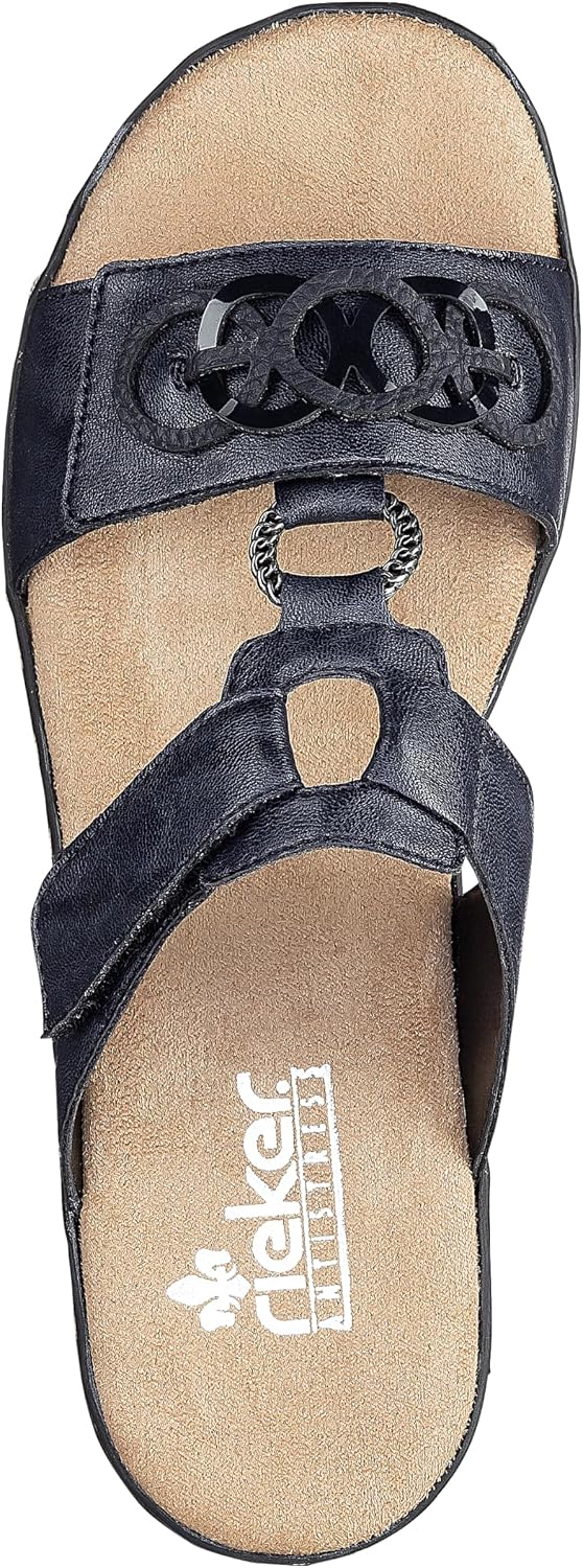 Detalle 2 de Rieker Damen Pantoletten Pazifik Marine – bequemer Look mit robuster Flexibilität