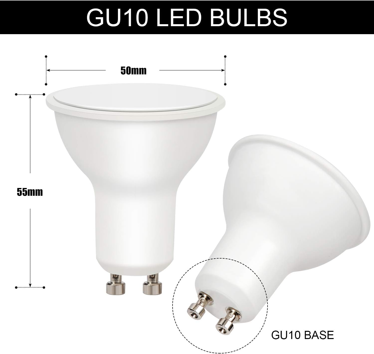 Thumbnail 1 de JUNSHI GU10 6W LED Bulbs (Cool White 6500K) – 6-Pack, 50W Halogen Equivalent, 450LM, 120° (Non-Dimmable)