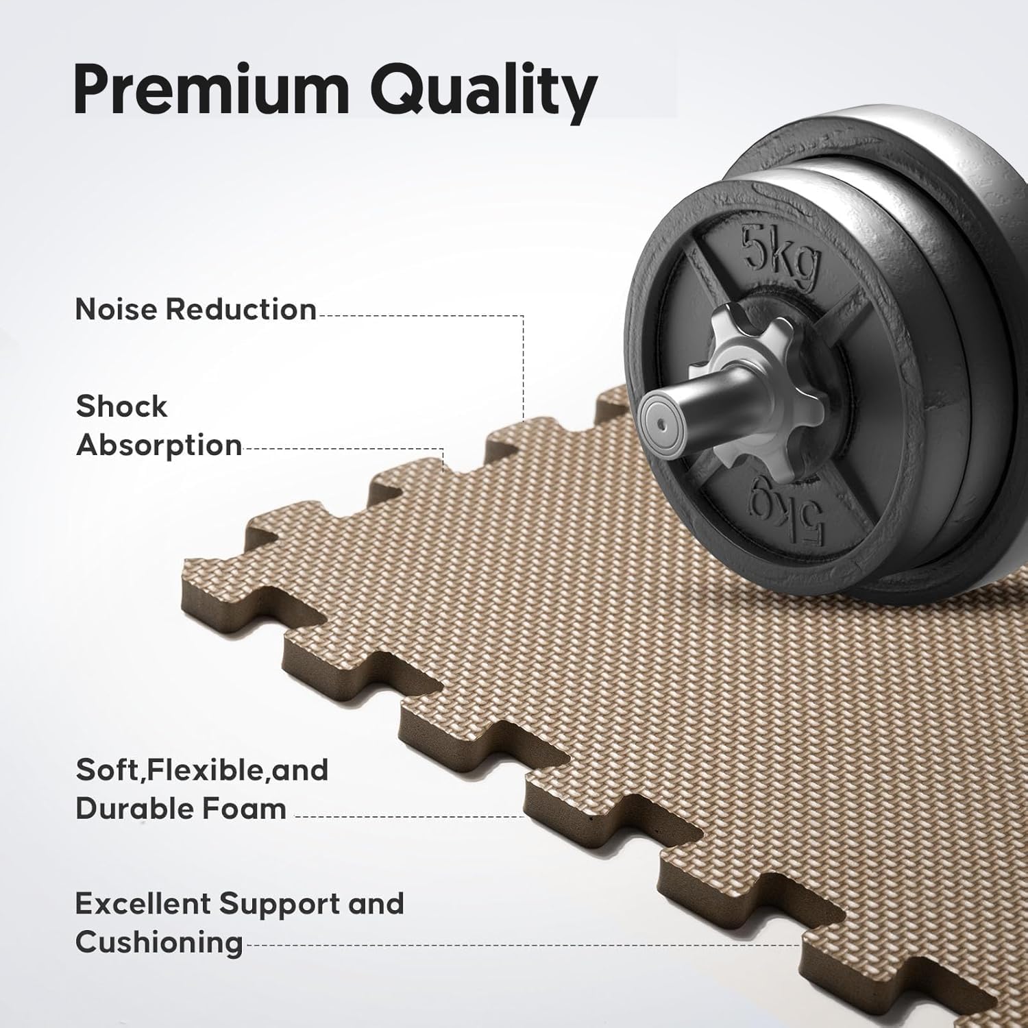 Detalle de Nazhura GYM MATS Home Gym Floor Tiles, 12-Pack, Brown, 24 x 24 in