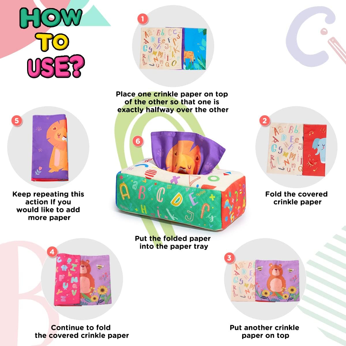 Thumbnail 2 de URMYWO Baby Spielzeug Tissue Box 0–12 Monate