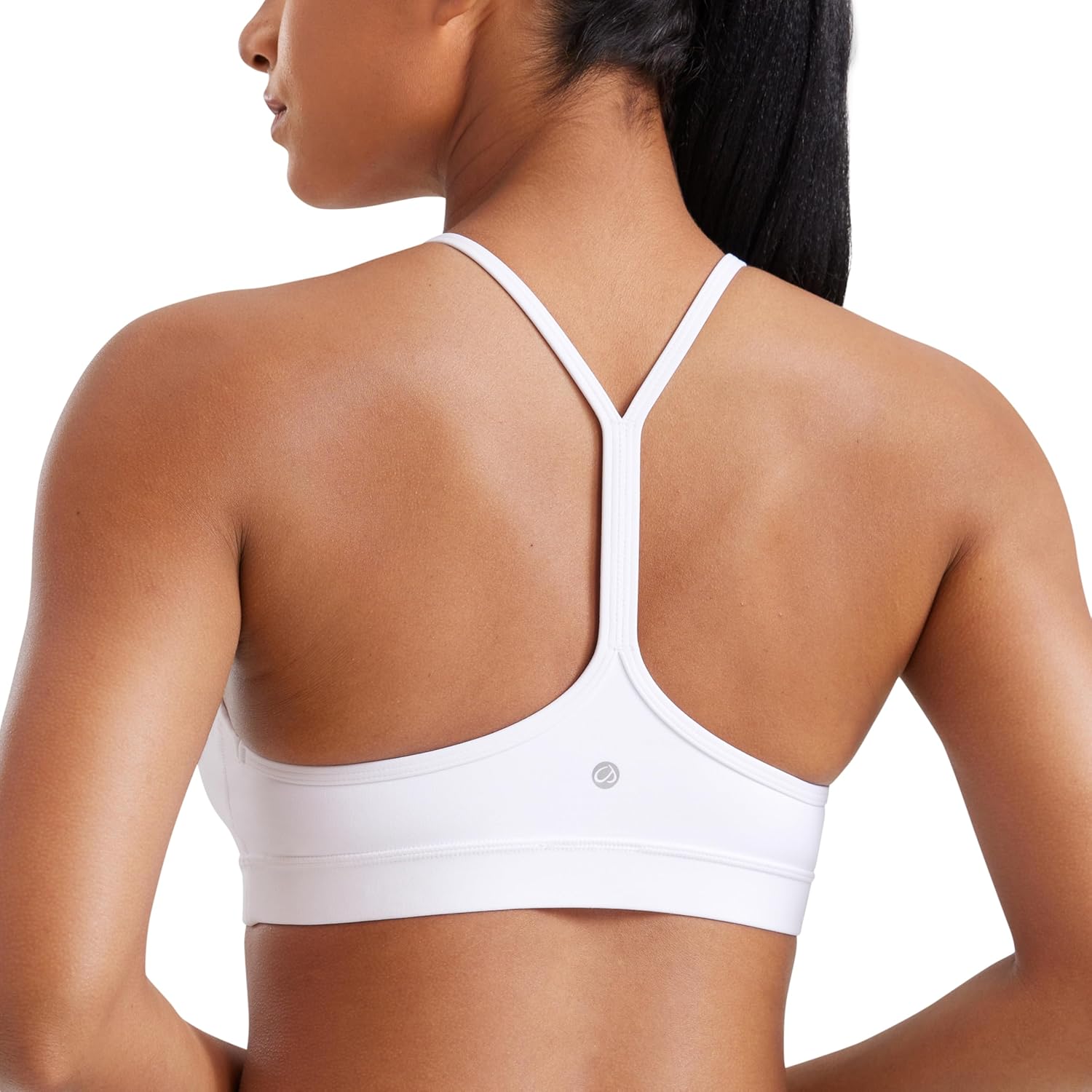 Detalle de CRZ YOGA Women's Butterluxe Padded Sports Bra – Low Impact Y Back Strappy Racerback