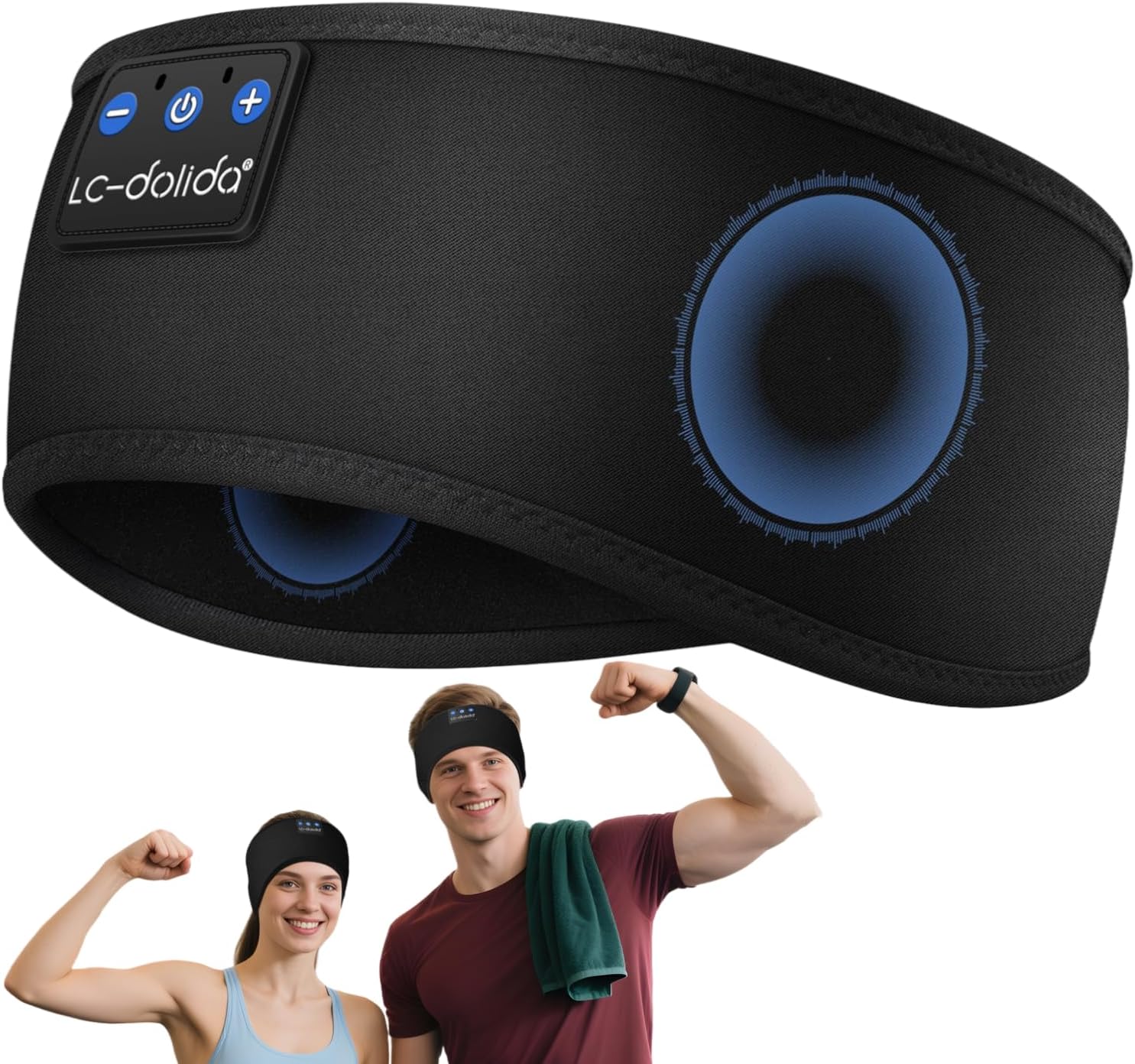 Detalle de LC-dolida Schlafkopfhörer Stirnband Bluetooth 6-in-1 – Schlaf-, Sport- und Alltagskopfhörer
