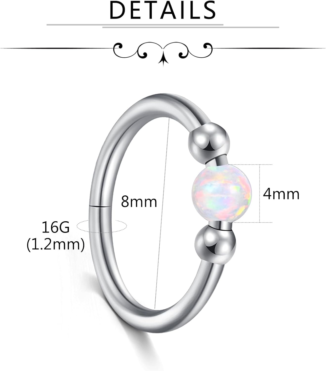 Thumbnail 1 de Nasenring Septum Clicker 4 Stück 16G 8 mm