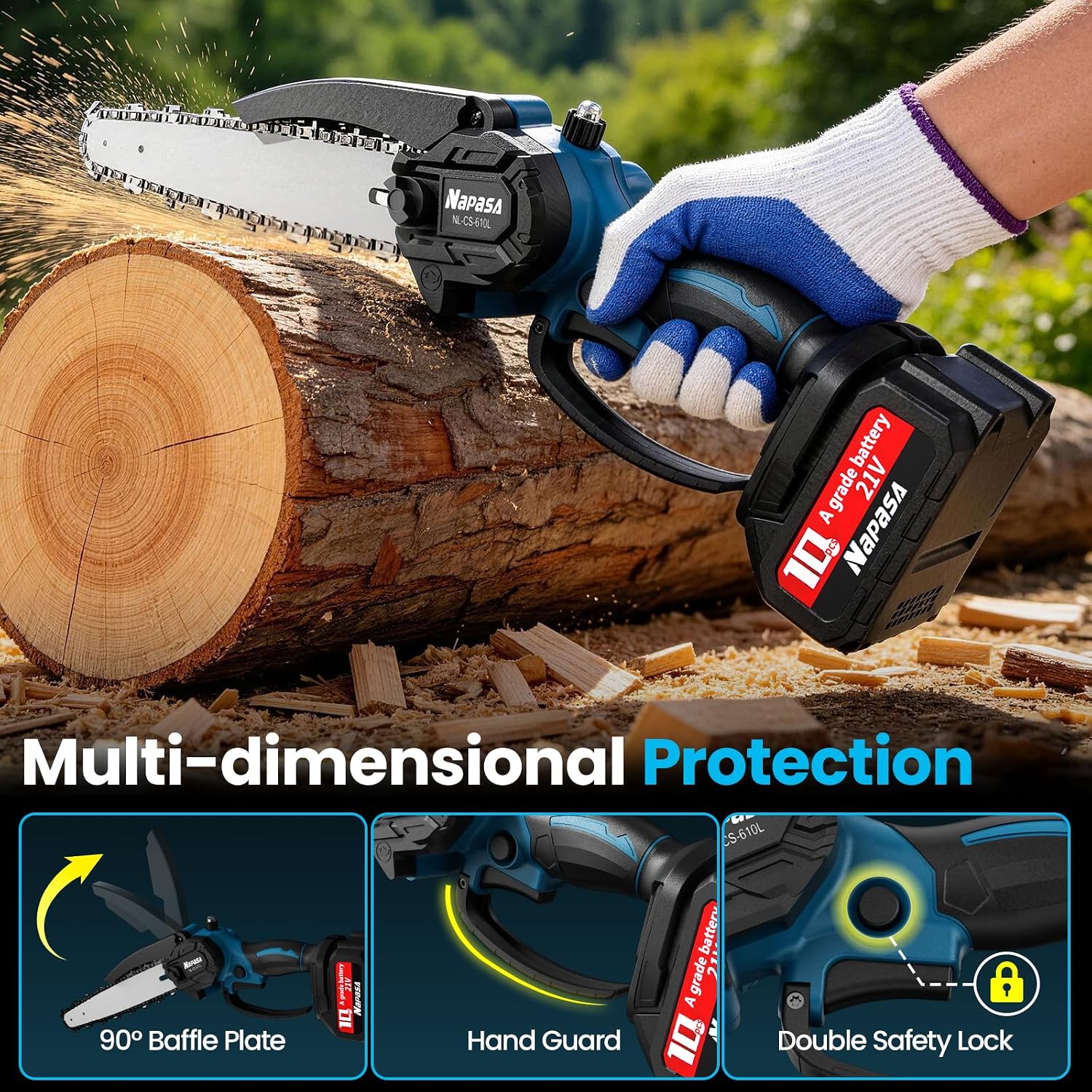 Thumbnail 4 de Brushless Mini Chainsaw Cordless 1100W 8000mAh
