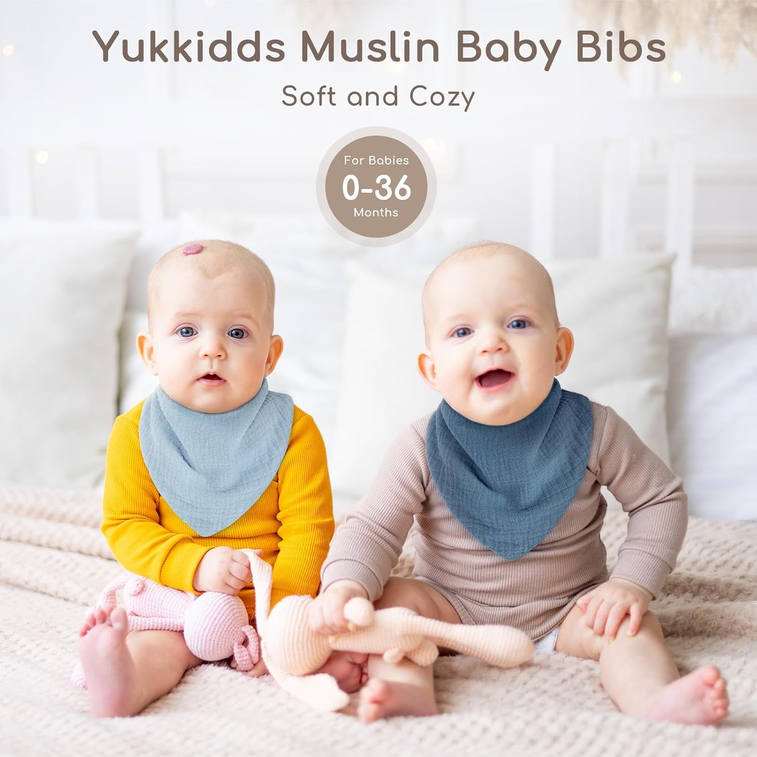 Thumbnail 1 de Yukkidds Baby Bibs 100% Muslin Cotton Dribble Bibs – 6 Pack (Blue & Green)