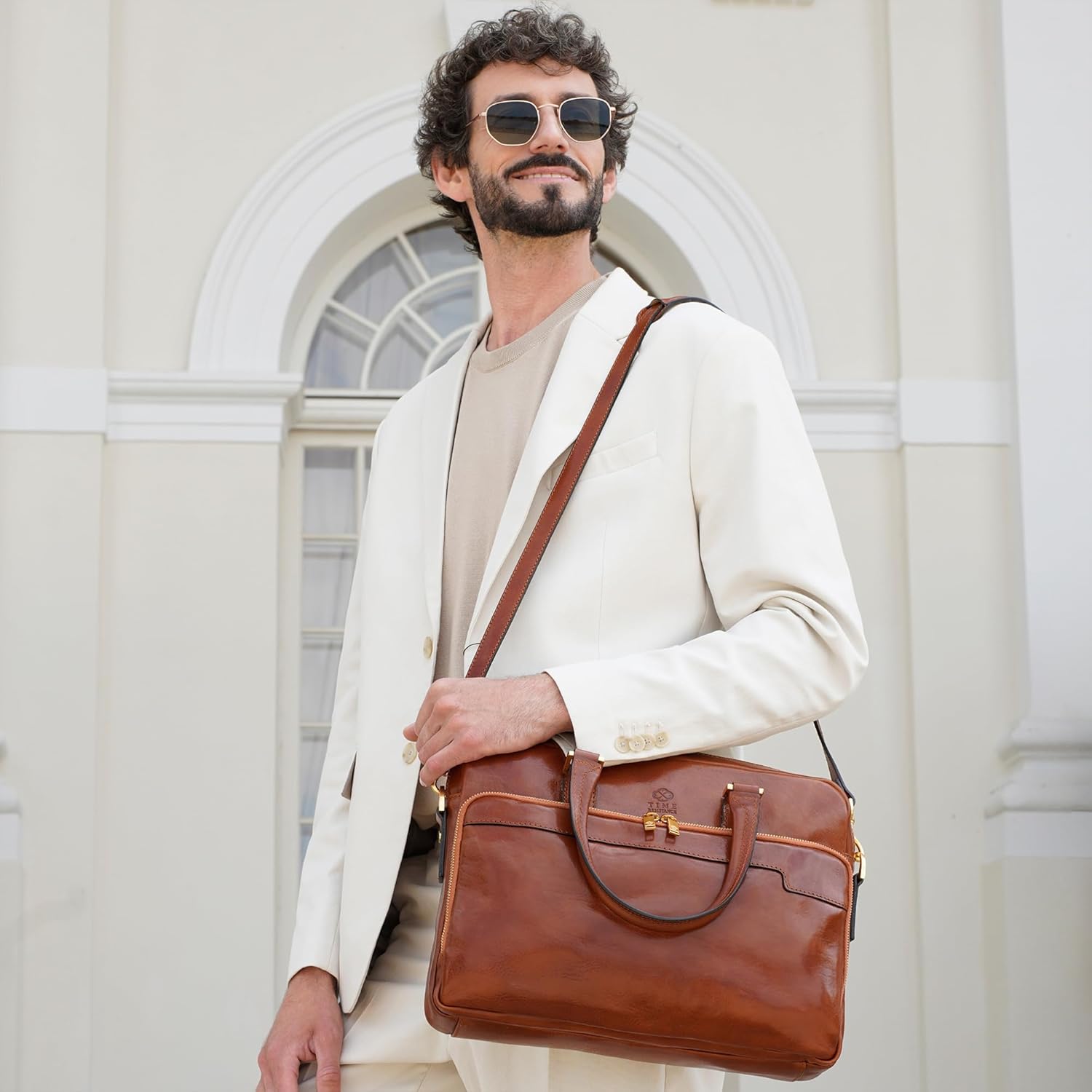 Thumbnail 2 de Time Resistance Leather Laptop Bag – 13 inch Leather Briefcase in Cognac Brown