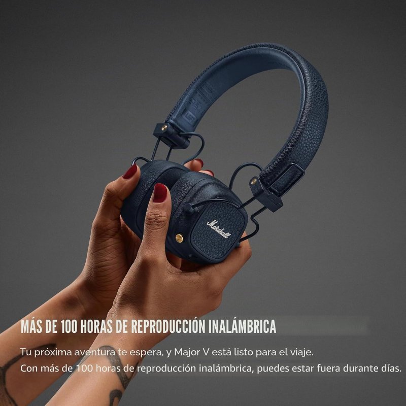 Detalle 2 de Auriculares Marshall inalámbricos Bluetooth 5.3 Azul con micrófono y 100 h de autonomía