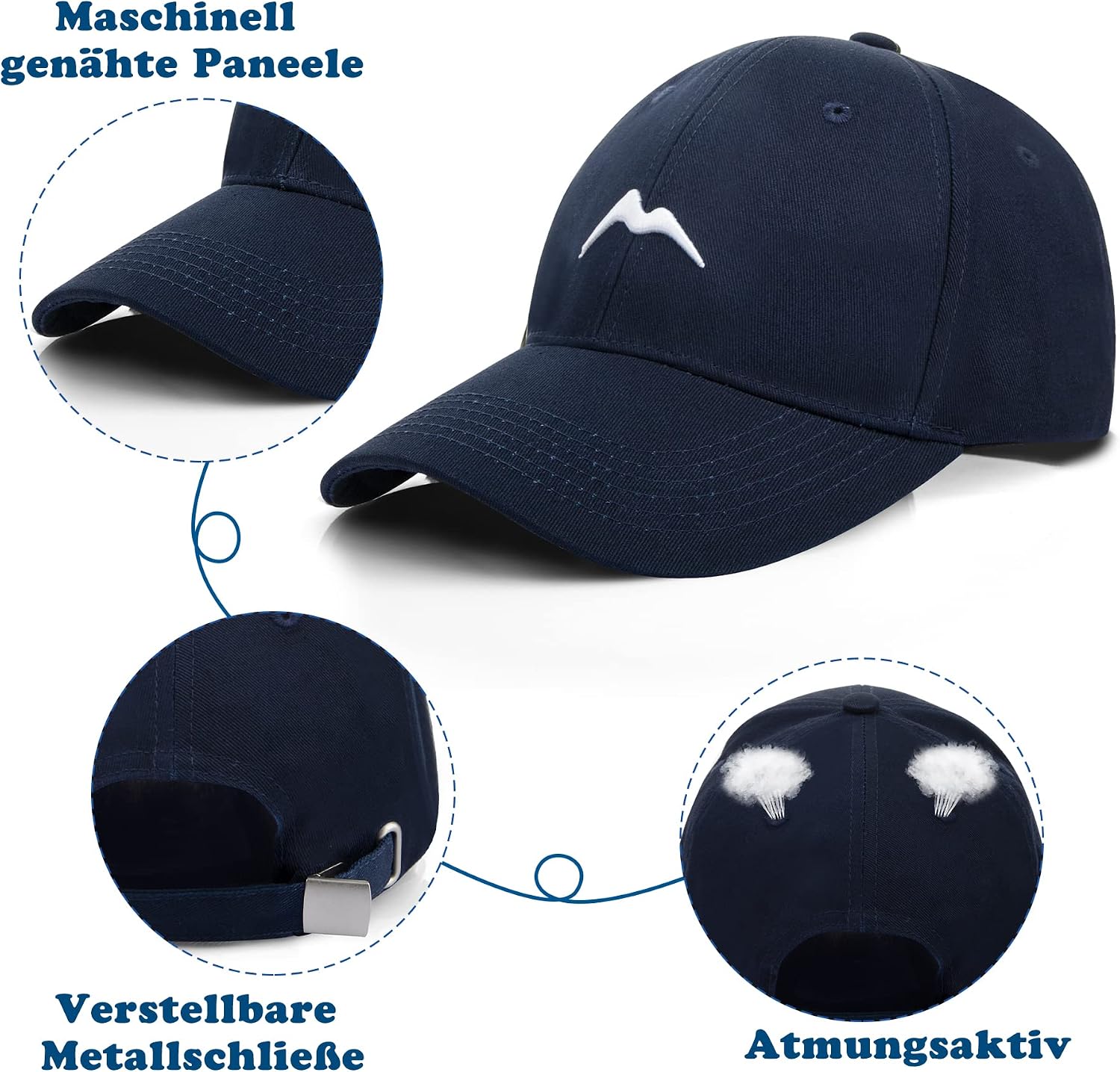 Detalle de Momoshe Cap: 100% Baumwolle Baseballkappe, verstellbar und atmungsaktiv – Uni-Größe (53–62 cm)